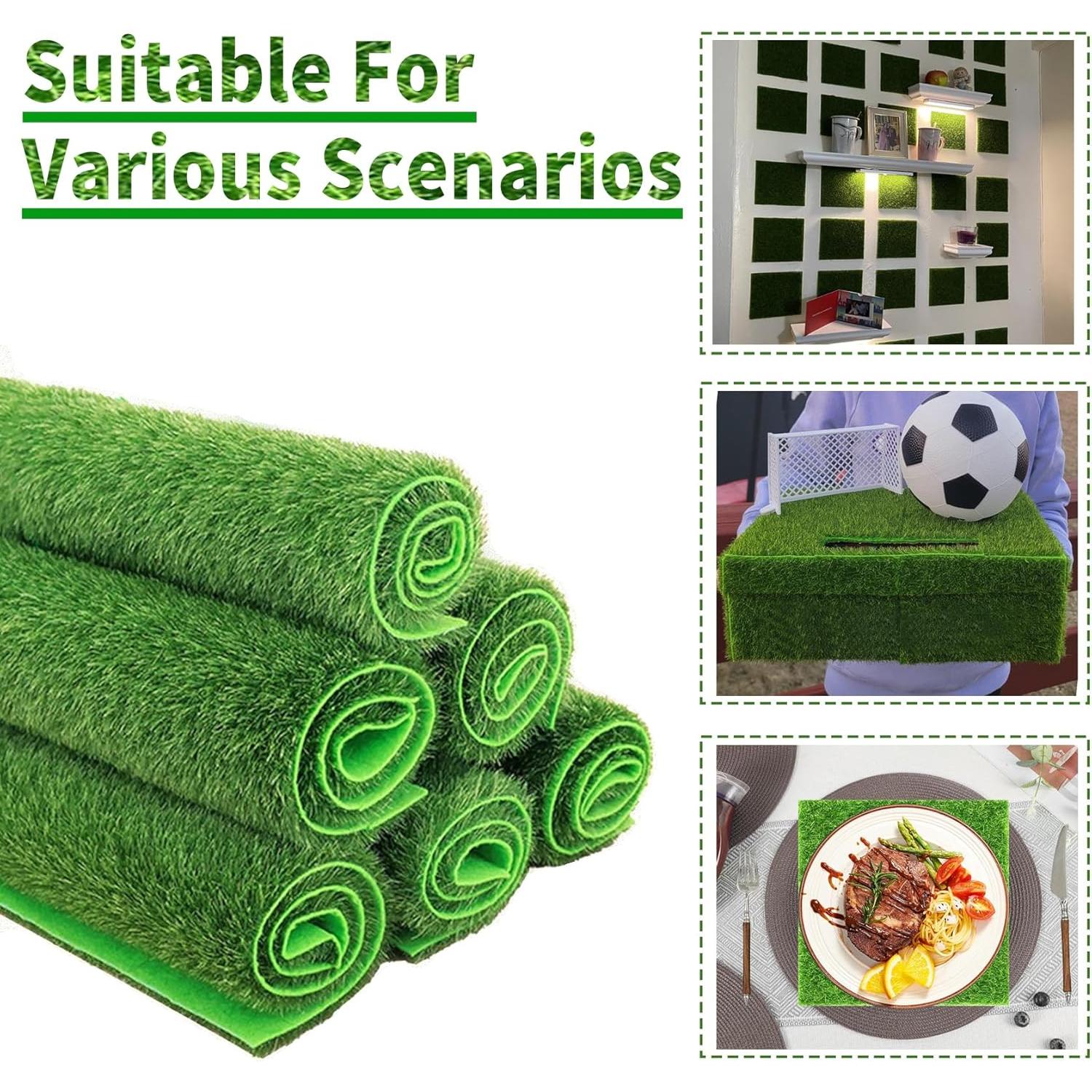 4 Paquetes de Césped Falso 15x15 cm KAEZDD para Manualidades