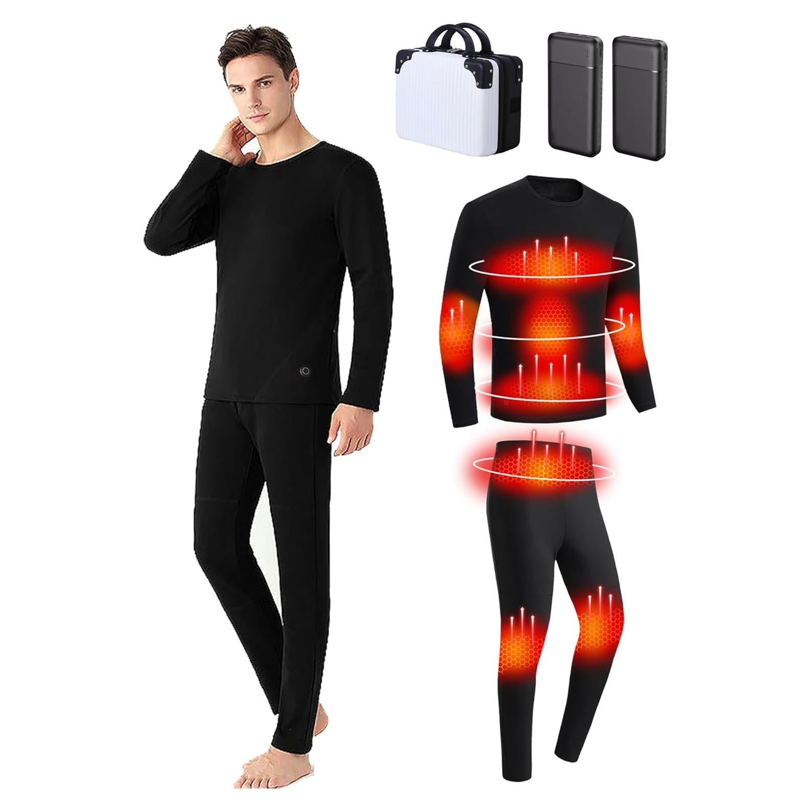Conjunto Ropa Interior Térmica Eléctrica Hombre TRUNYAQI XXL Negro