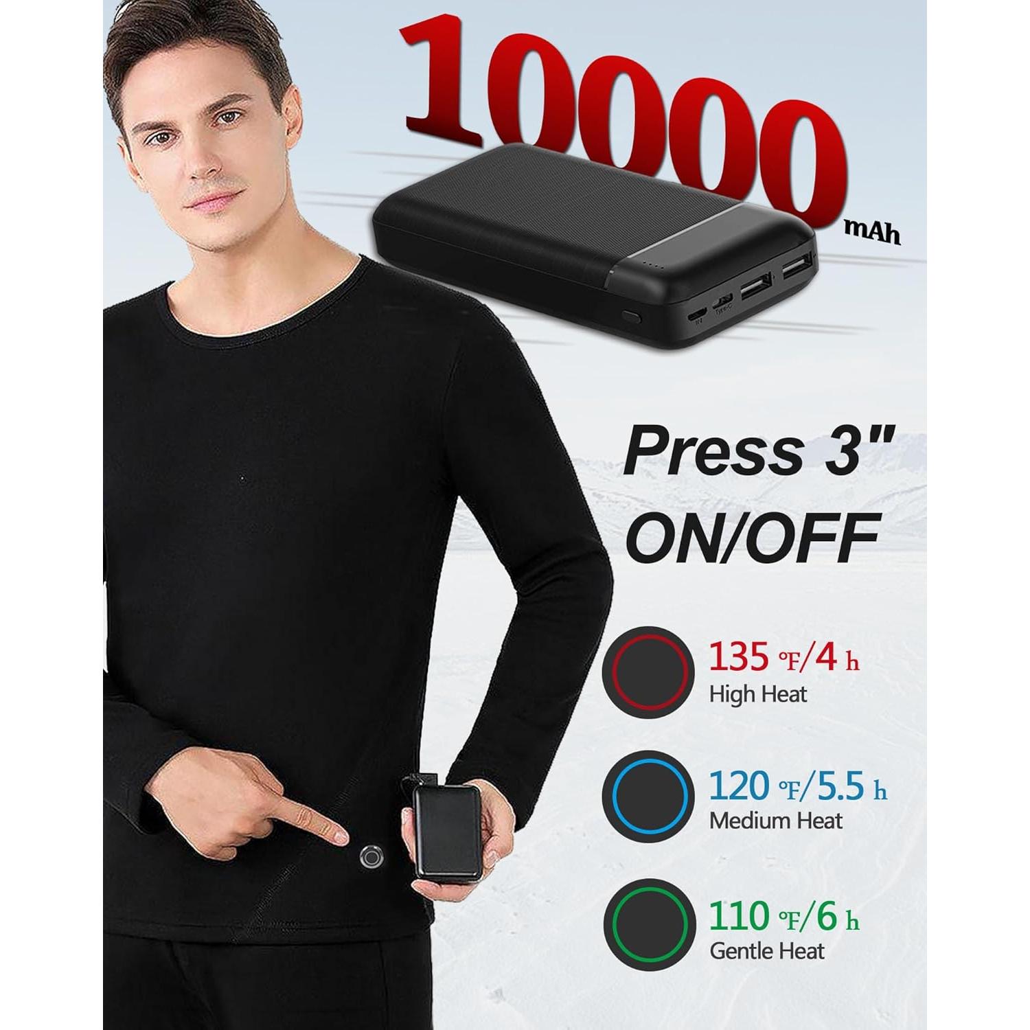 Conjunto Ropa Interior Térmica Eléctrica Hombre TRUNYAQI XXL Negro