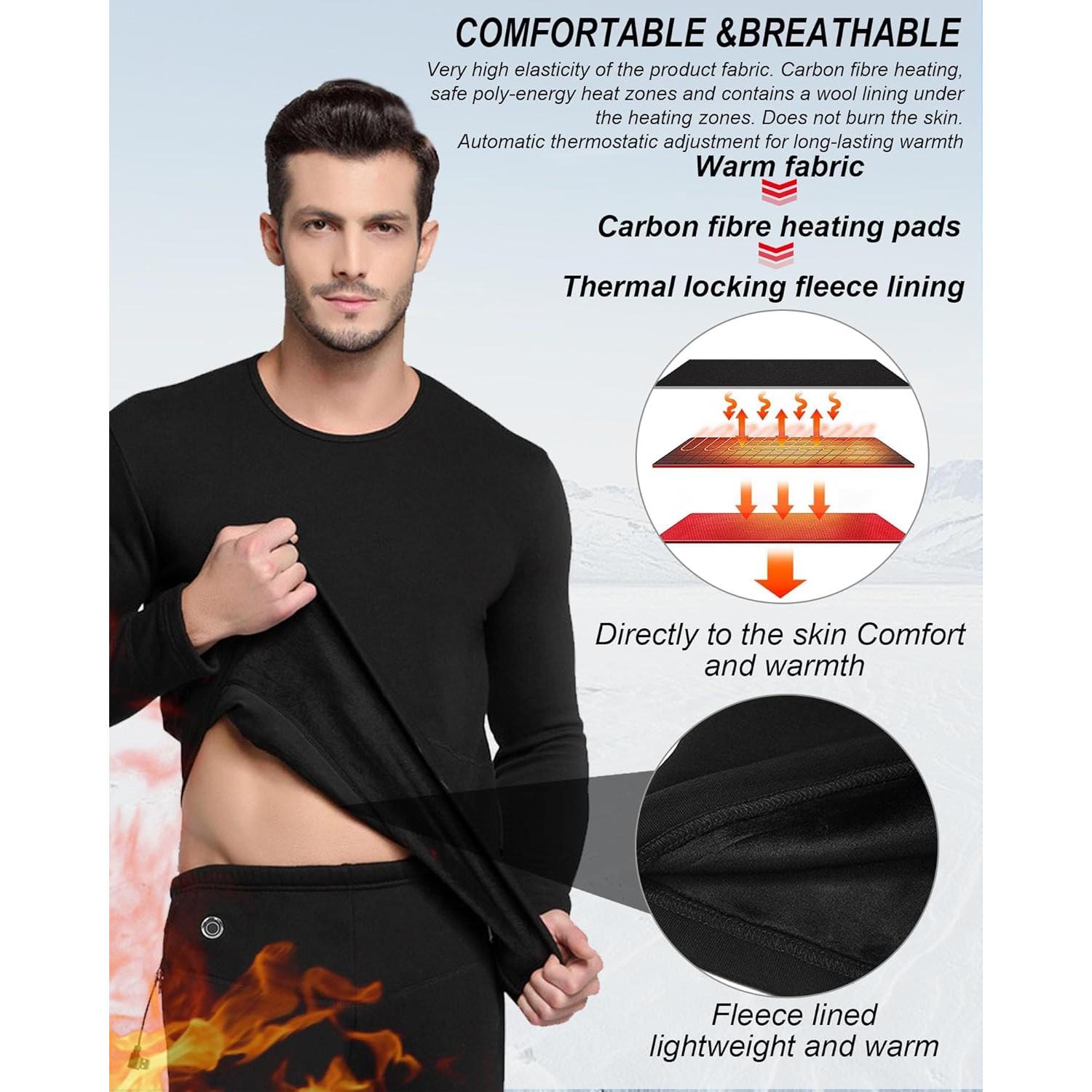 Conjunto Ropa Interior Térmica Eléctrica Hombre TRUNYAQI XXL Negro
