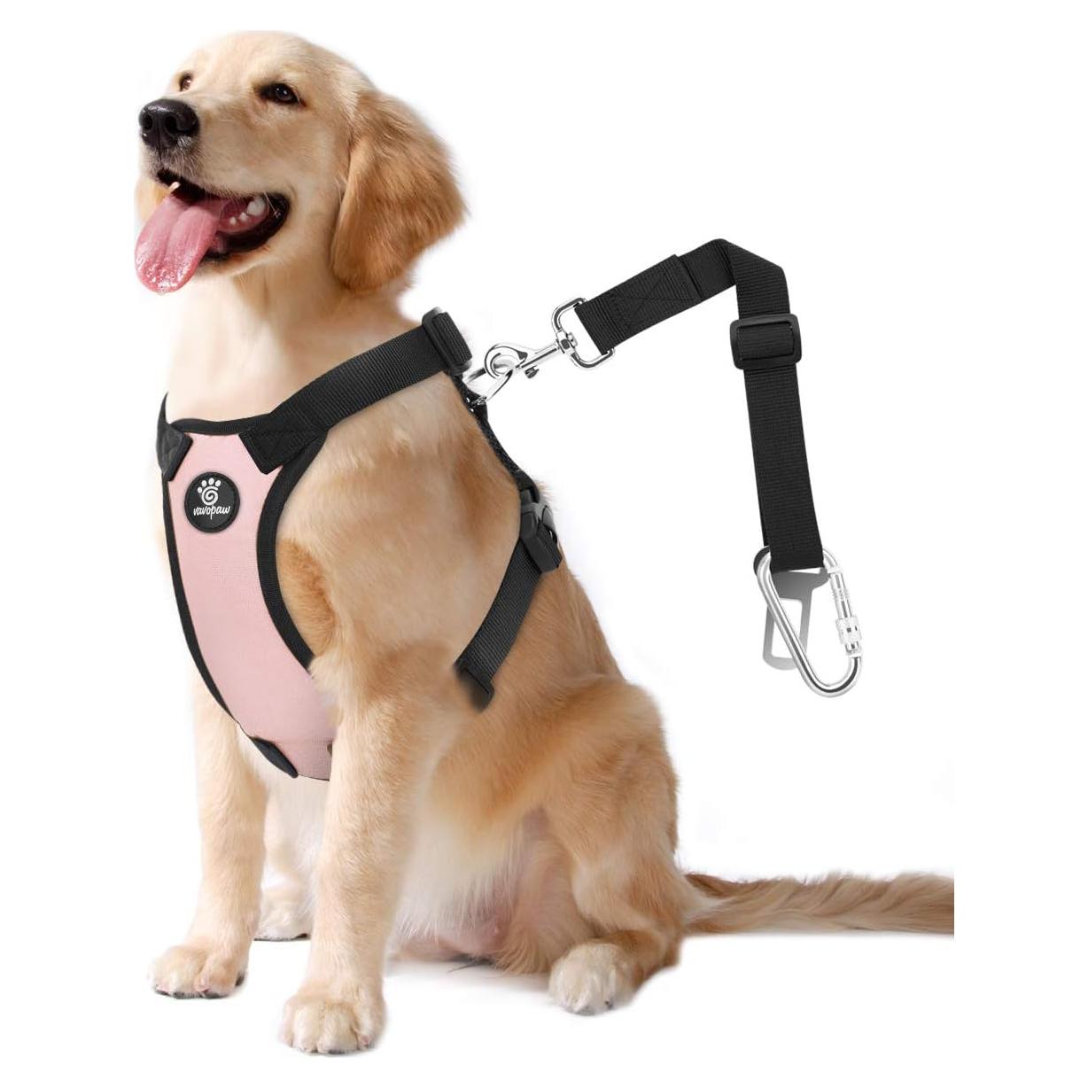 Cinturón de Seguridad para Perros VavoPaw L Rosa Ajustable