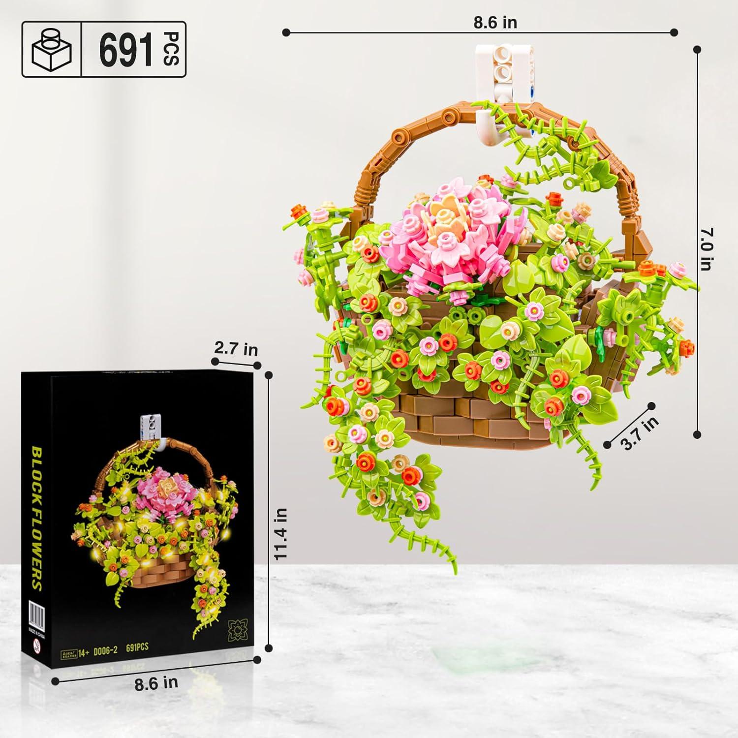 Juego de Construcción YRB Canasta de Flores Bonsai 691 Piezas