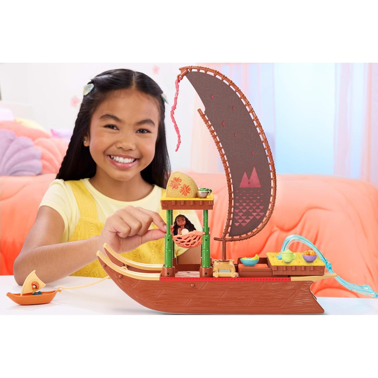 Canoa de Aventura Moana Mattel 60 cm con muñeca y accesorios