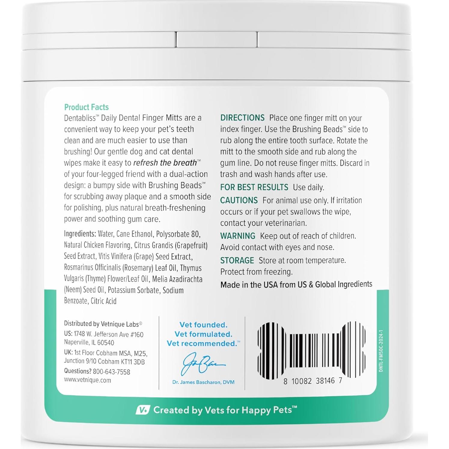 Mitón de limpieza dental Vetnique Dentabliss para perros - Sabor Pollo