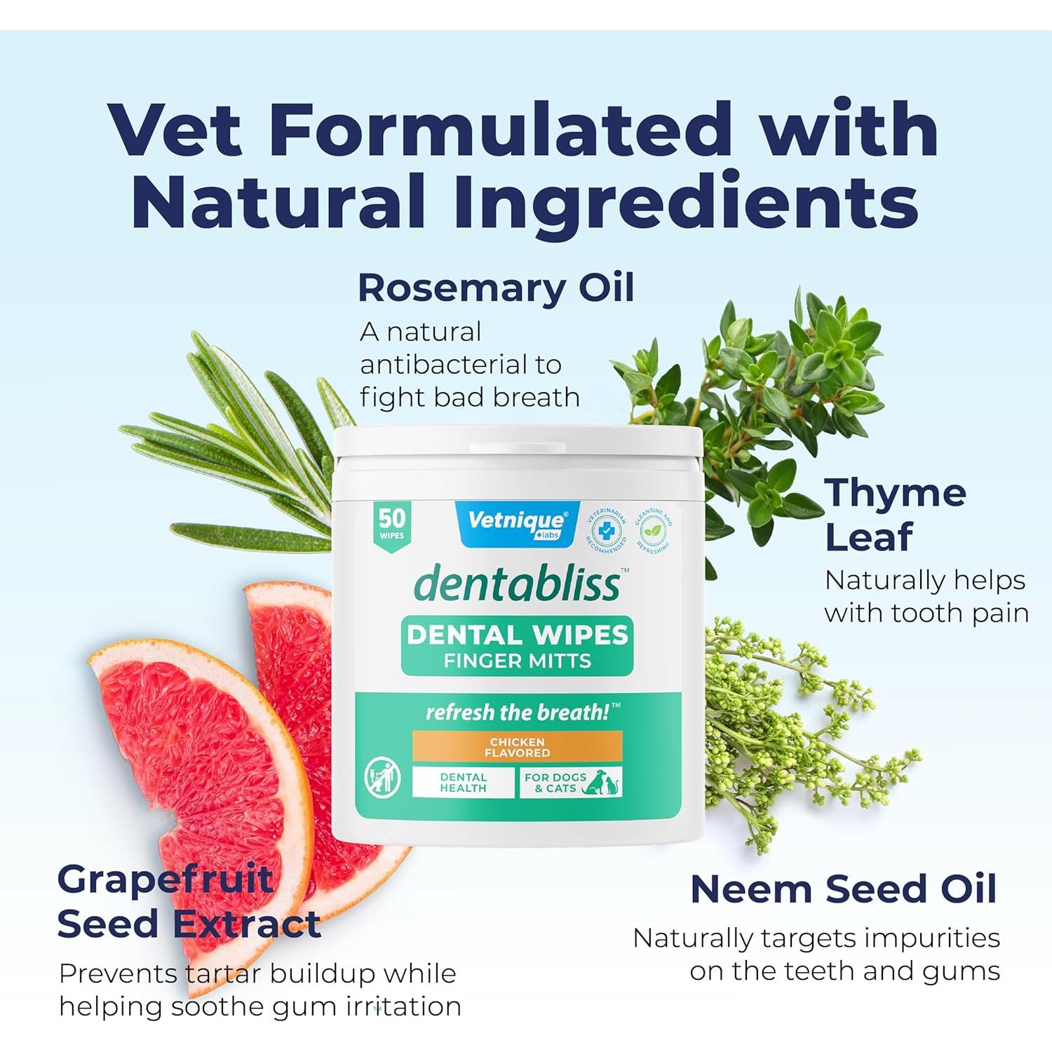 Mitón de limpieza dental Vetnique Dentabliss para perros - Sabor Pollo