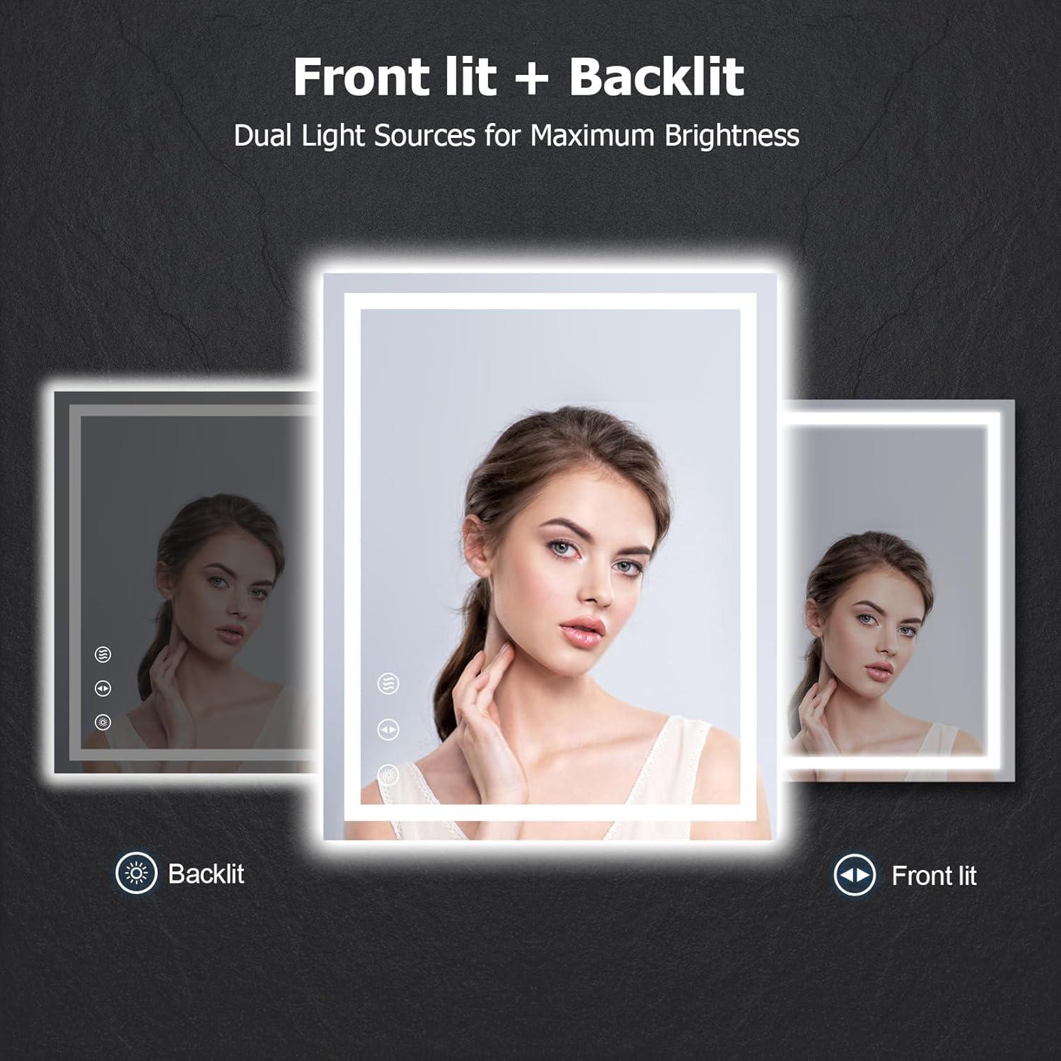 Espejo de Baño LED YOLEO 60x76cm Antivaho Regulable