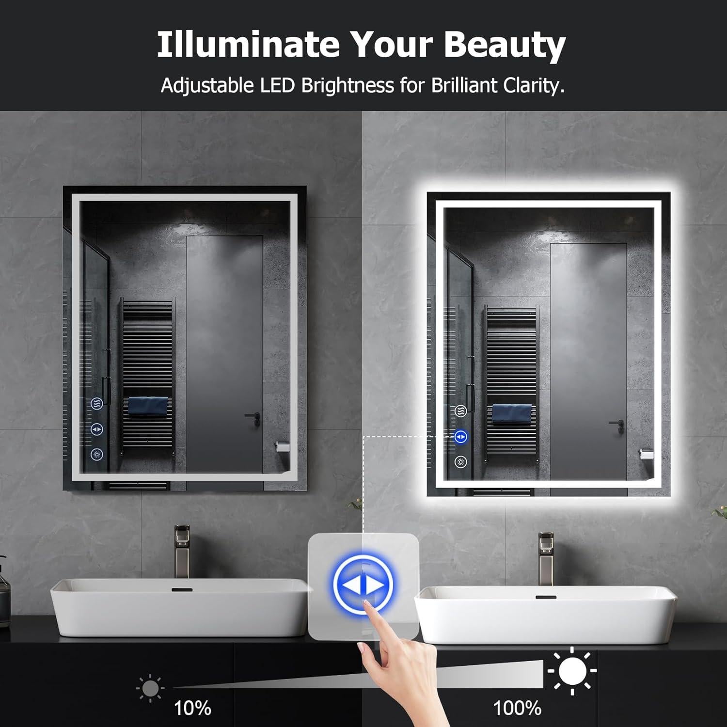 Espejo de Baño LED YOLEO 60x76cm Antivaho Regulable