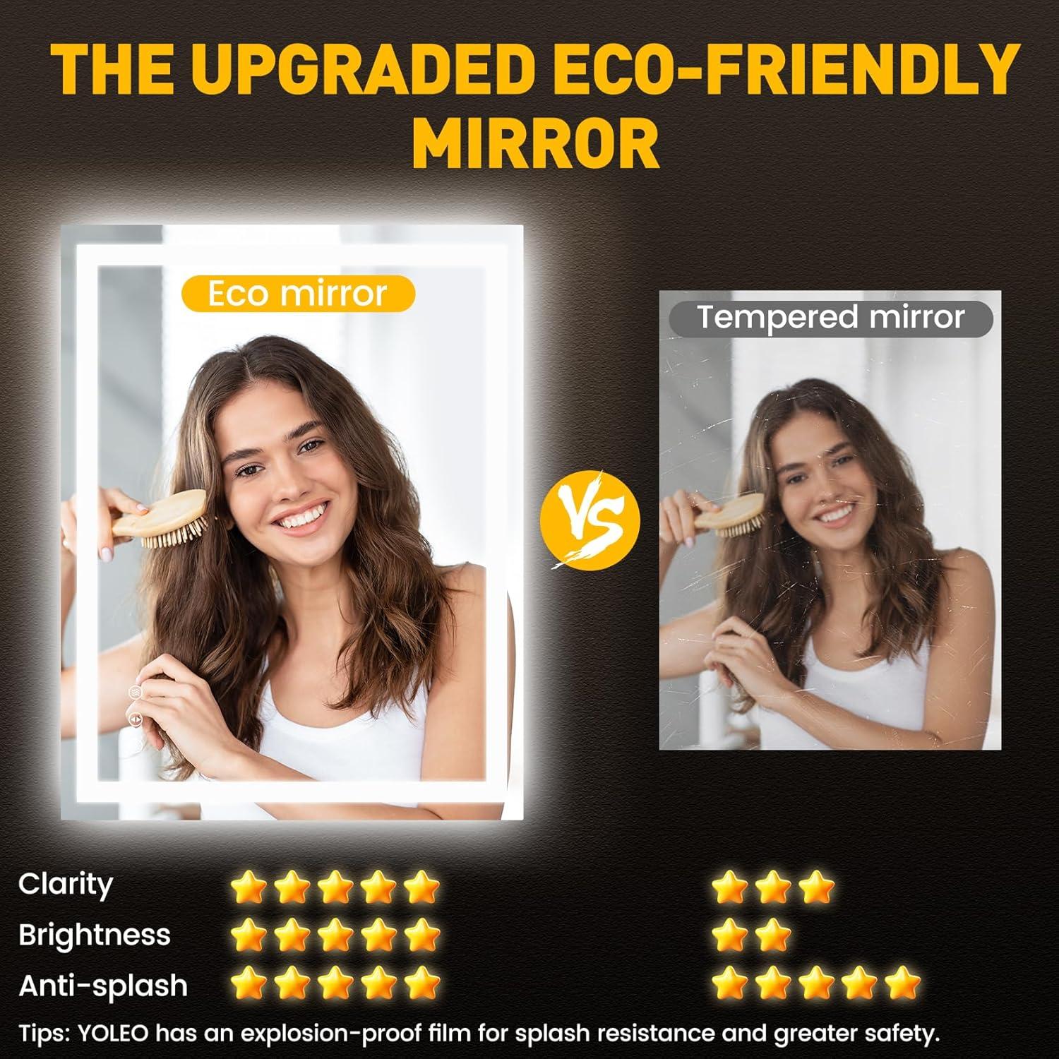 Espejo de Baño LED YOLEO 60x76cm Antivaho Regulable