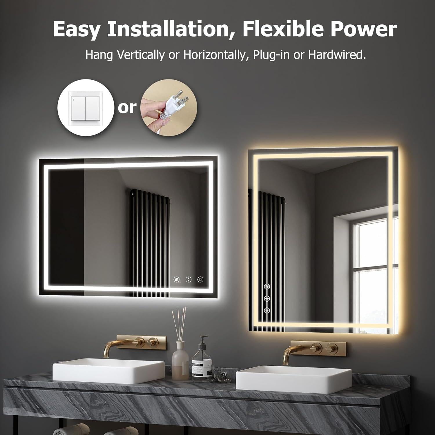 Espejo de Baño LED YOLEO 60x76cm Antivaho Regulable
