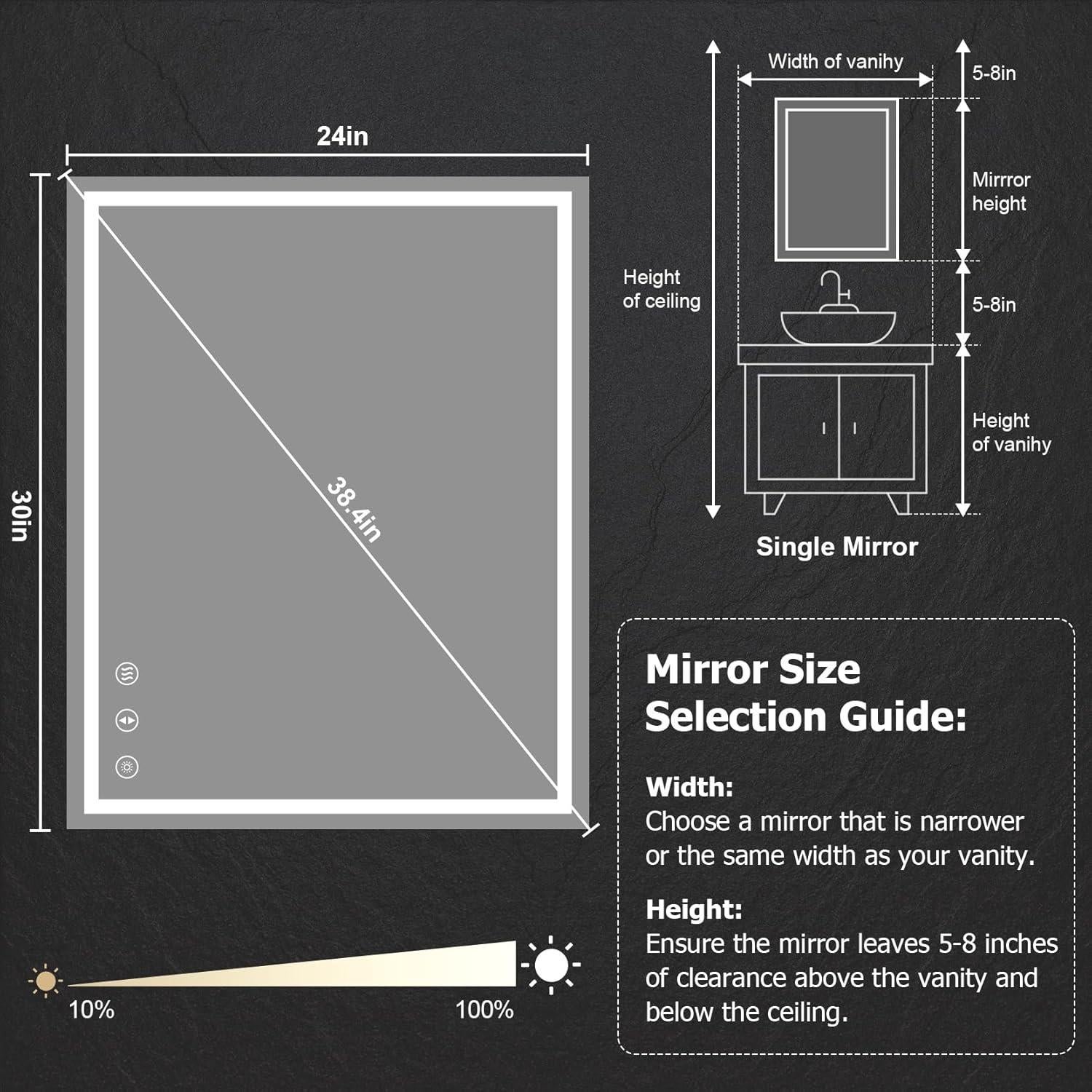 Espejo de Baño LED YOLEO 60x76cm Antivaho Regulable