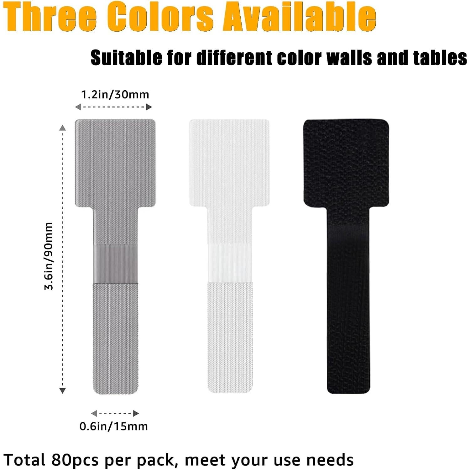 80 Correas de Cable Sereficy Gancho y Bucle Negro 9.14cm