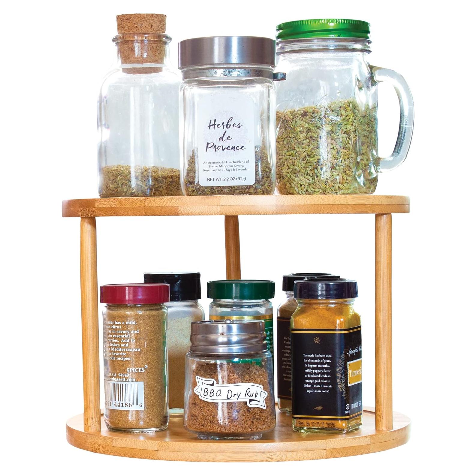 Organizador giratorio de bambú TB Home 2 niveles 25.4 cm