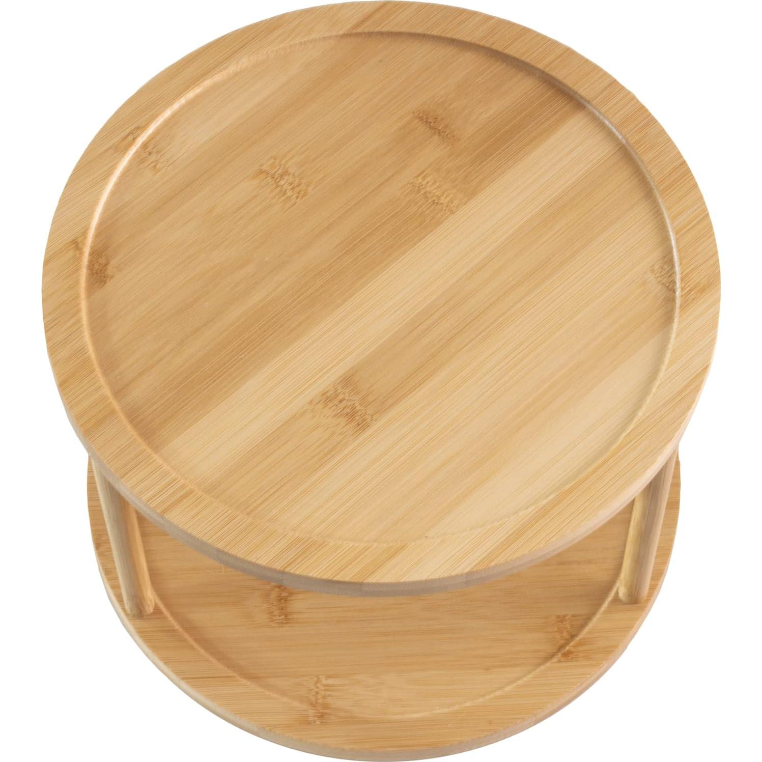 Organizador giratorio de bambú TB Home 2 niveles 25.4 cm