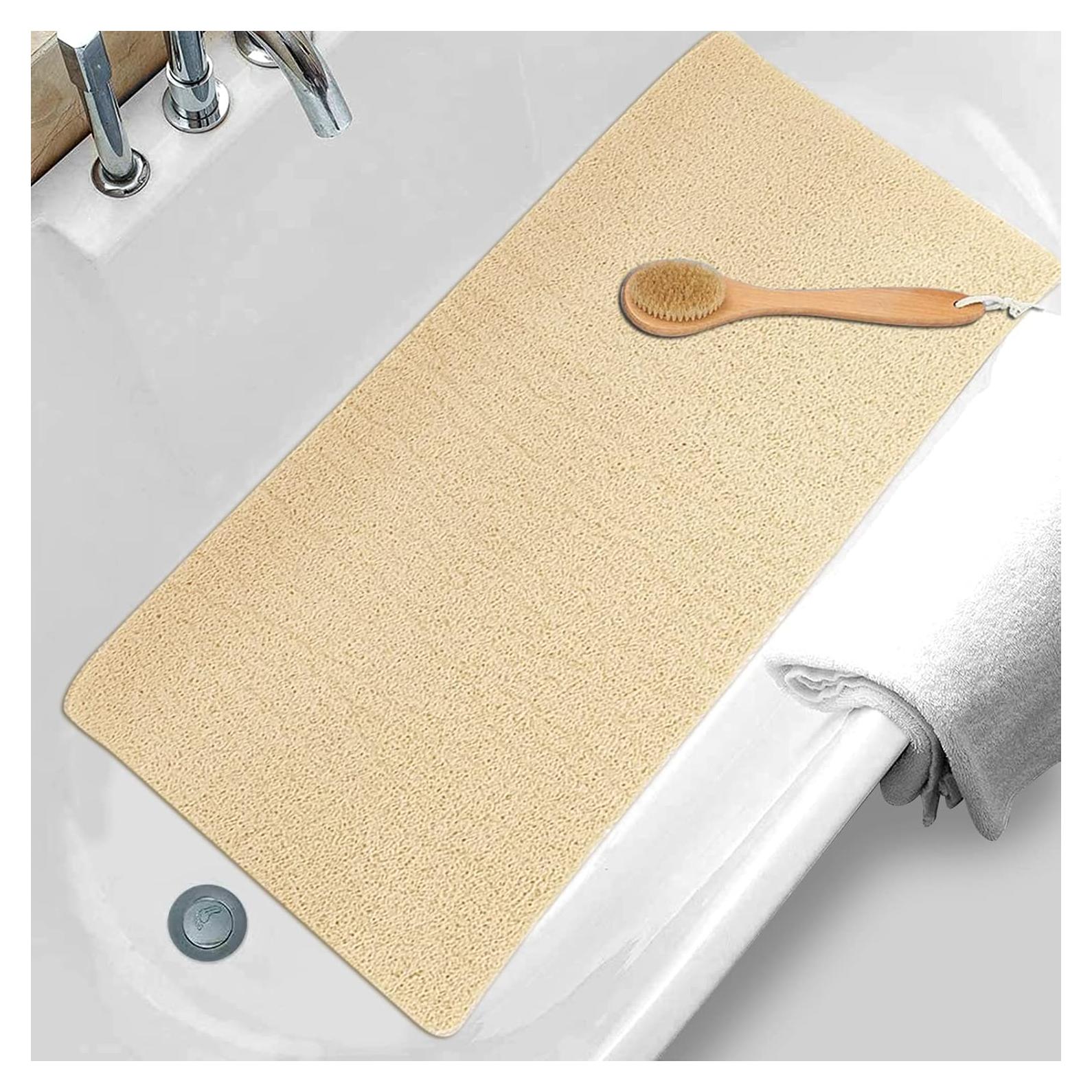 Alfombra de Baño Antideslizante Beige 40x91 cm para Ducha