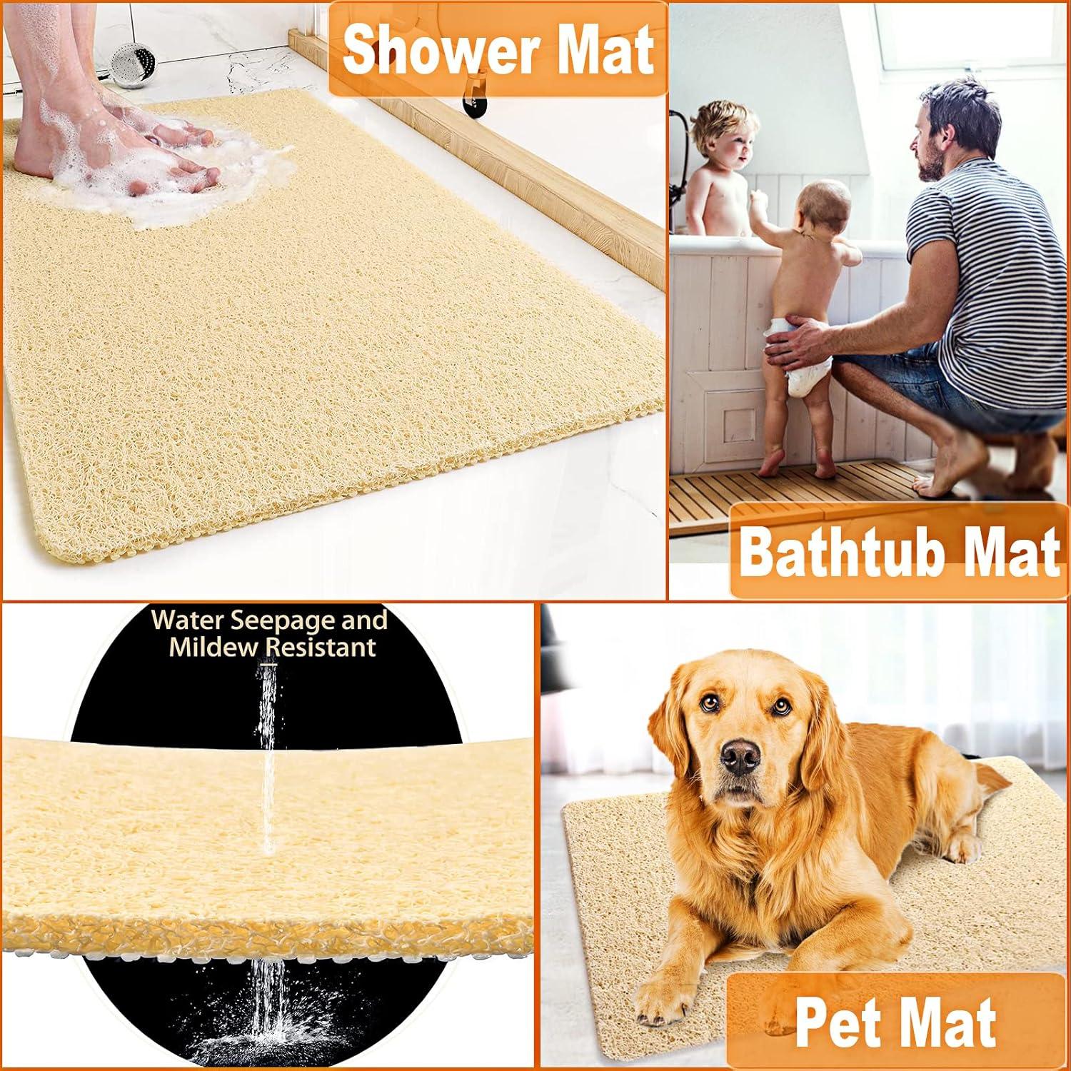 Alfombra de Baño Antideslizante Beige 40x91 cm para Ducha