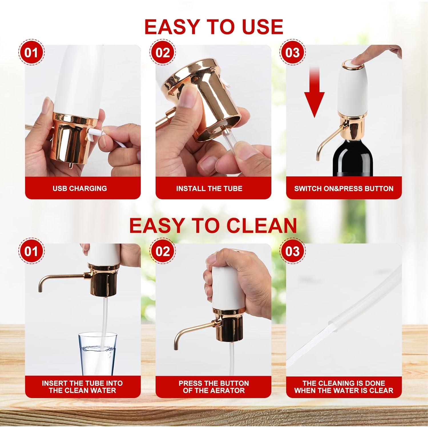 Aereador de Vino Eléctrico Resome Oro 750ml con Manguera