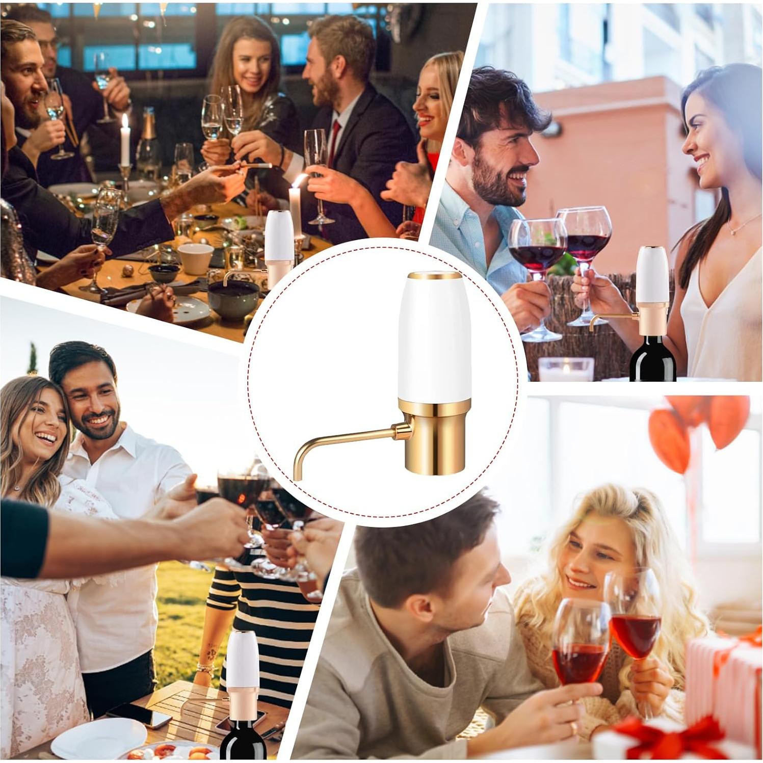 Aereador de Vino Eléctrico Resome Oro 750ml con Manguera