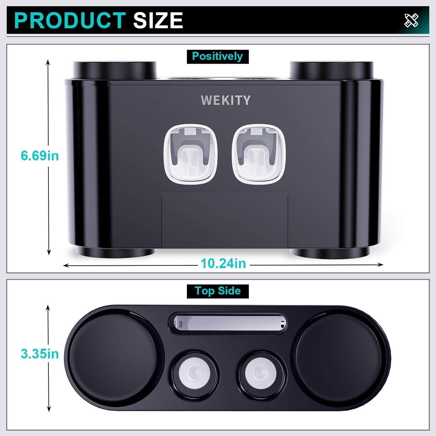 Soporte para Cepillos de Dientes Wekity Negro con Dispensador