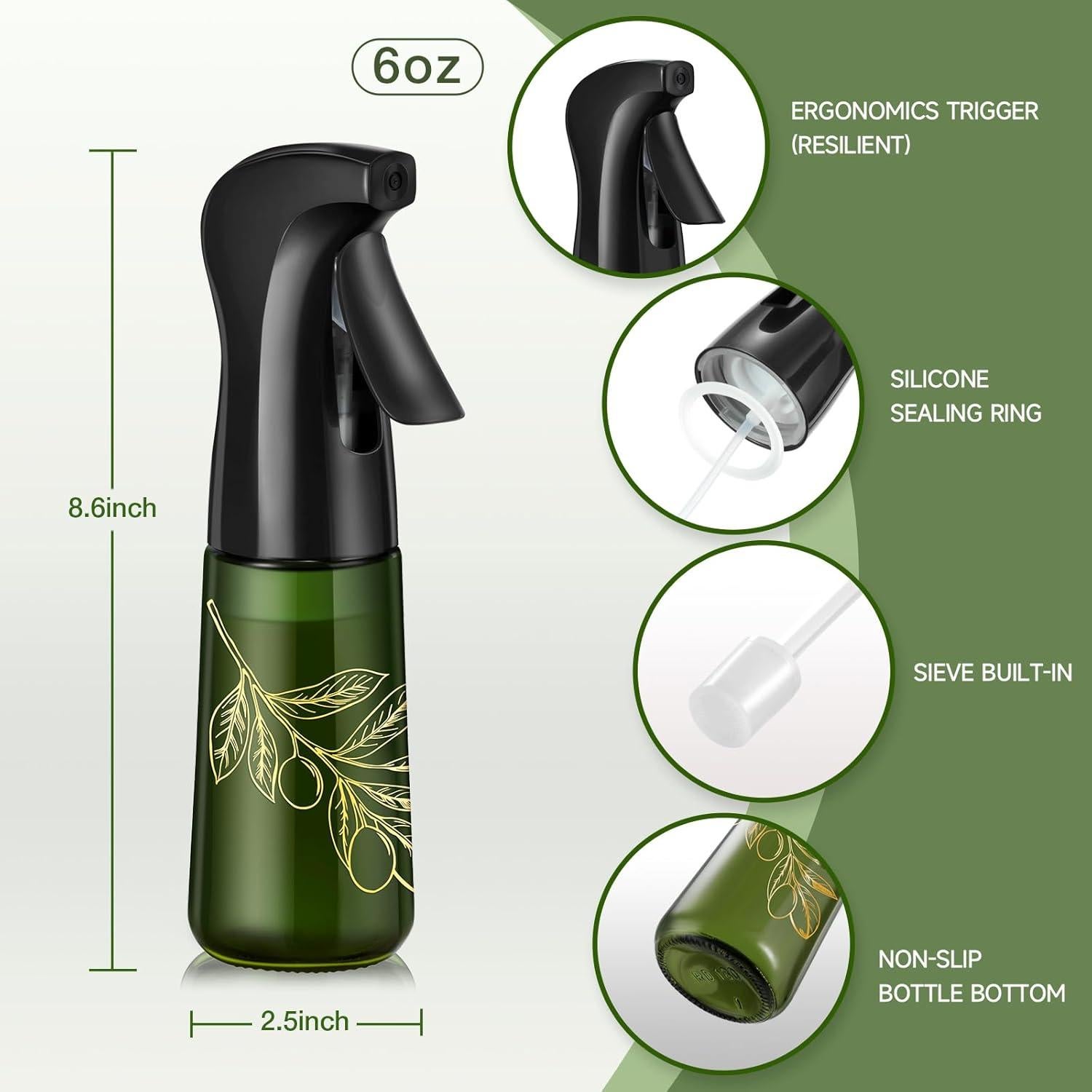 Spray de Aceite de Oliva Bieencooha 177.4 ml Botella Vidrio Negro