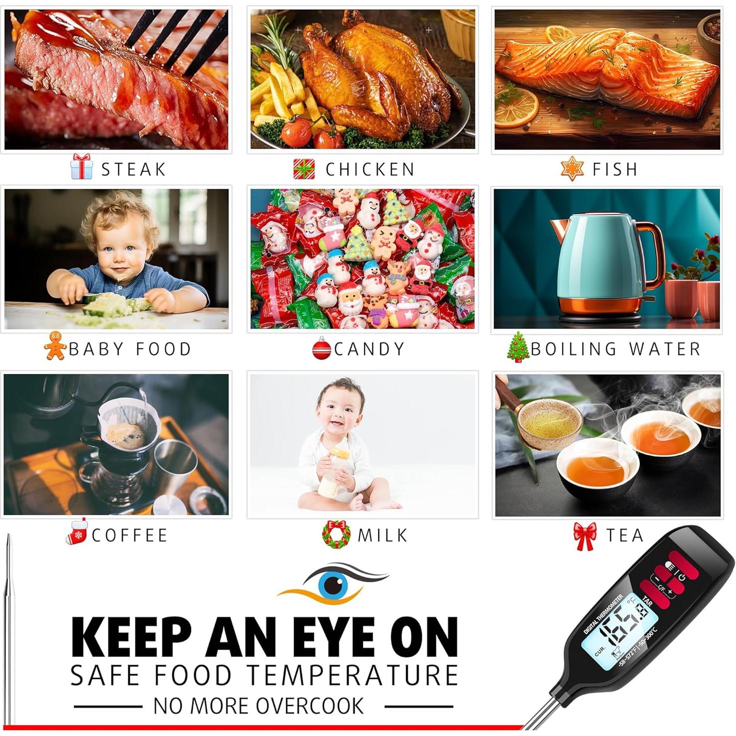 Termómetro Digital de Carne Antonki con Sonda Larga 14 cm