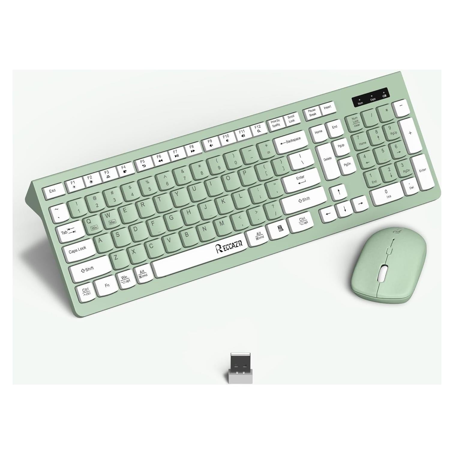 Combo Teclado y Ratón Inalámbricos RECCAZR Verde Aguacate