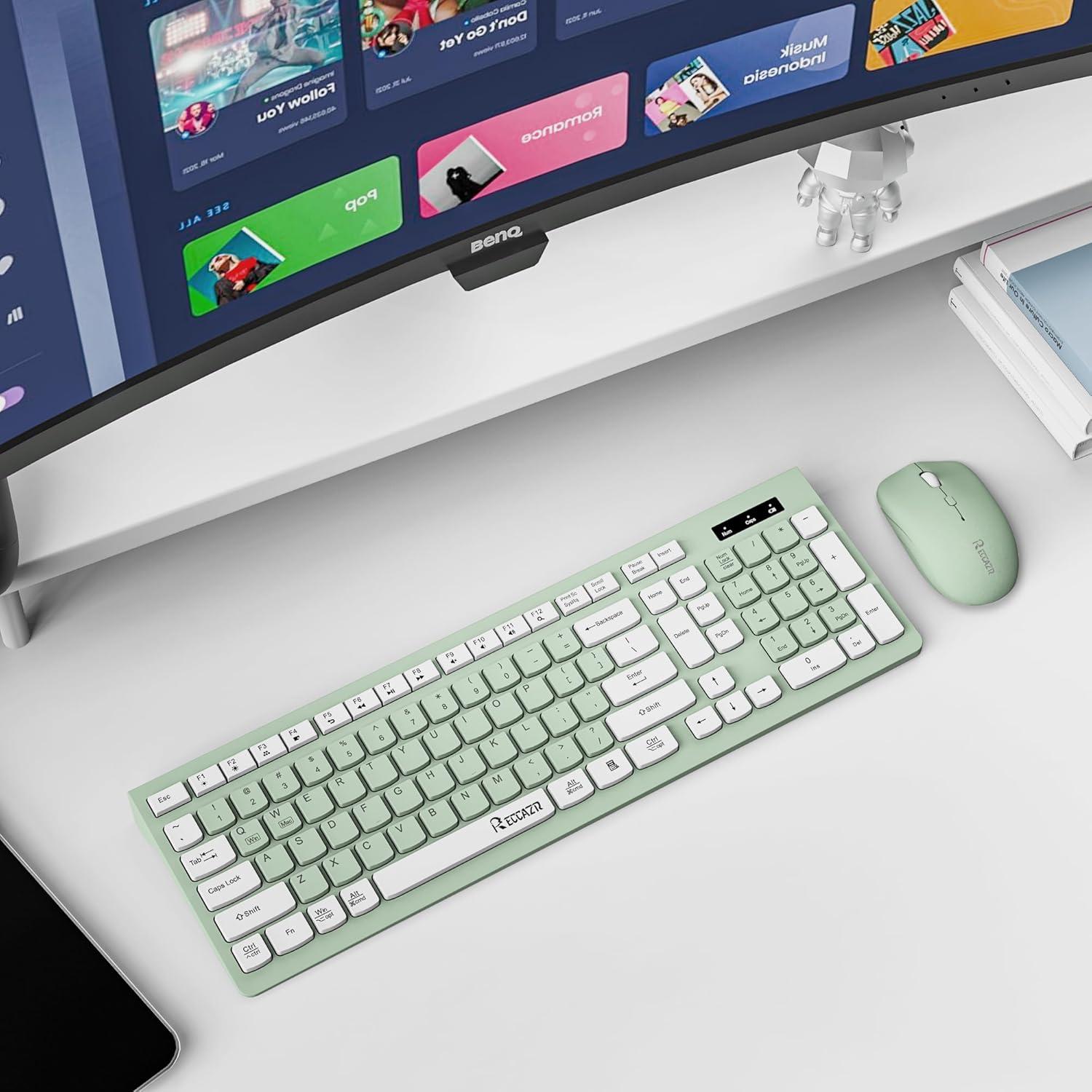 Combo Teclado y Ratón Inalámbricos RECCAZR Verde Aguacate