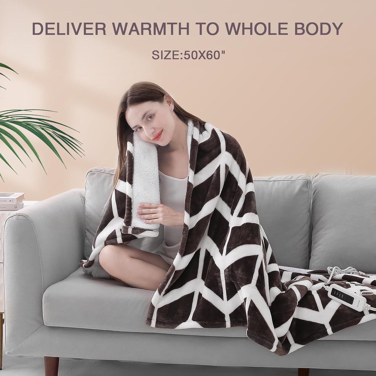 Manta Eléctrica VENTIMI 127x152 cm 4 Niveles Calor Café