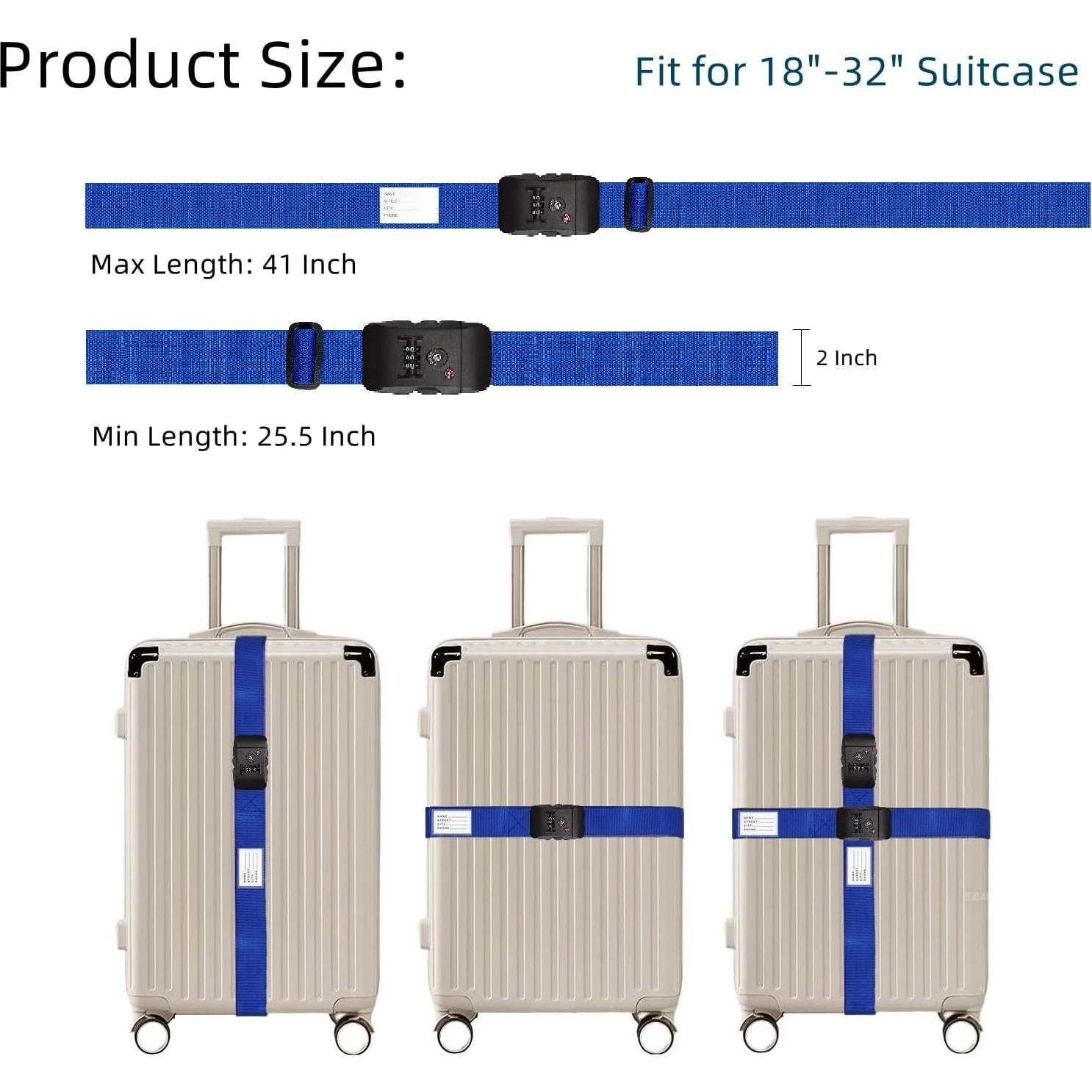 Correa de Equipaje Ajustable SANTREST con Candado TSA Azul