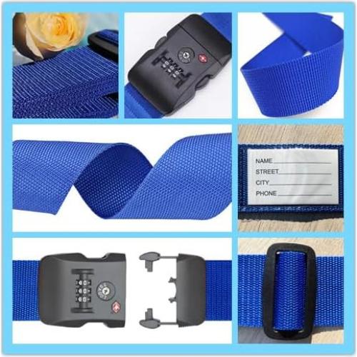 Correa de Equipaje Ajustable SANTREST con Candado TSA Azul