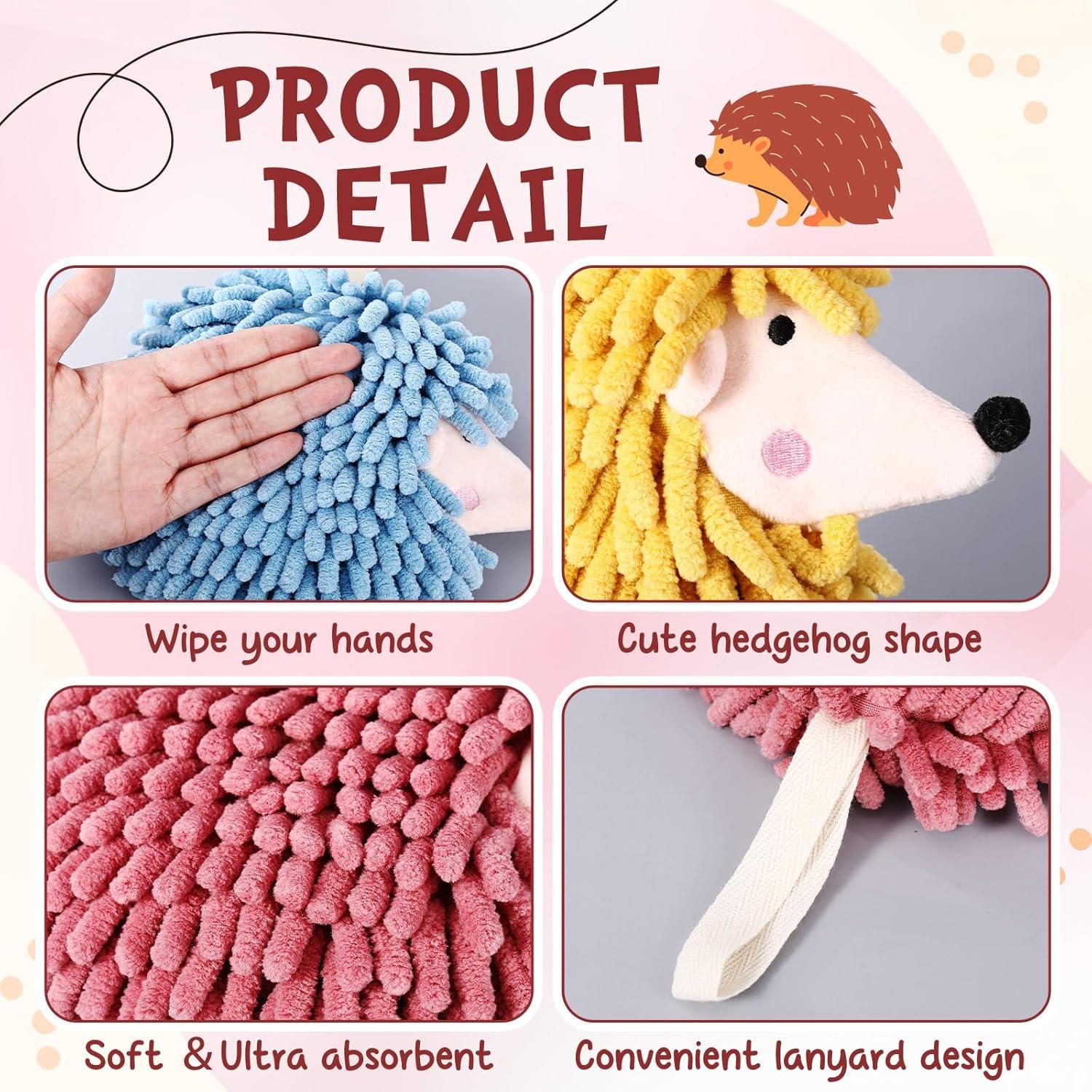 Paquete de 6 Toallas de Mano Chenille Estilo Erizo HunnmingRe