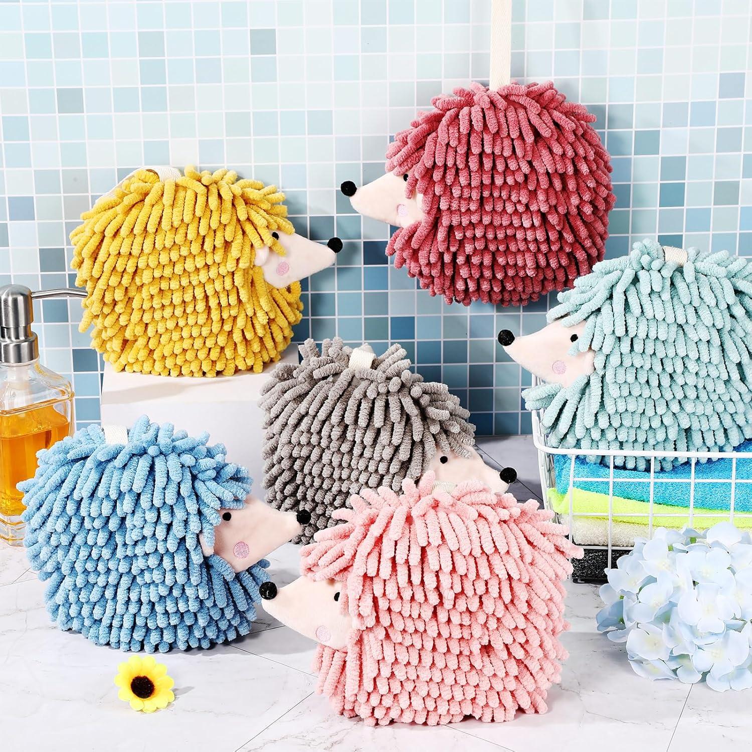 Paquete de 6 Toallas de Mano Chenille Estilo Erizo HunnmingRe