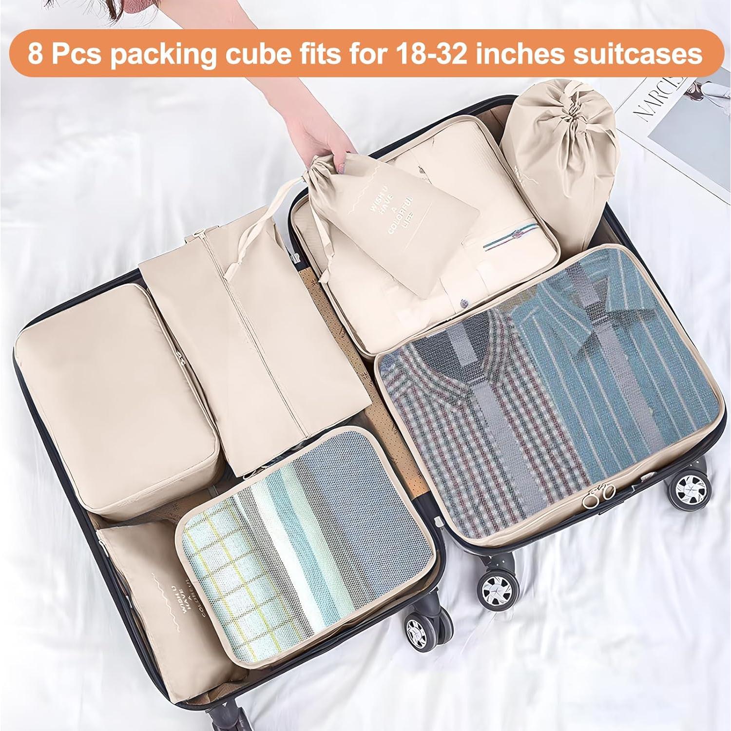 Set de 8 Cubos de Empaque YEEYAA para Viaje - Organizador Nylon