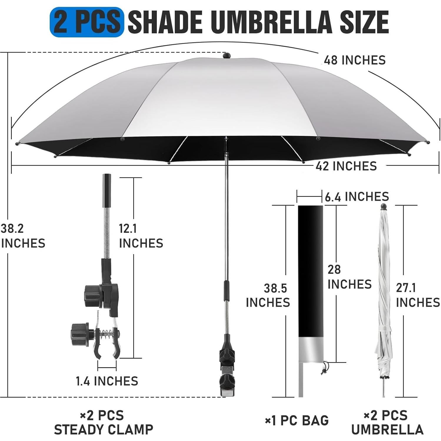 Paquete de 2 Sombrillas Ajustables UPF50+ para Sillas