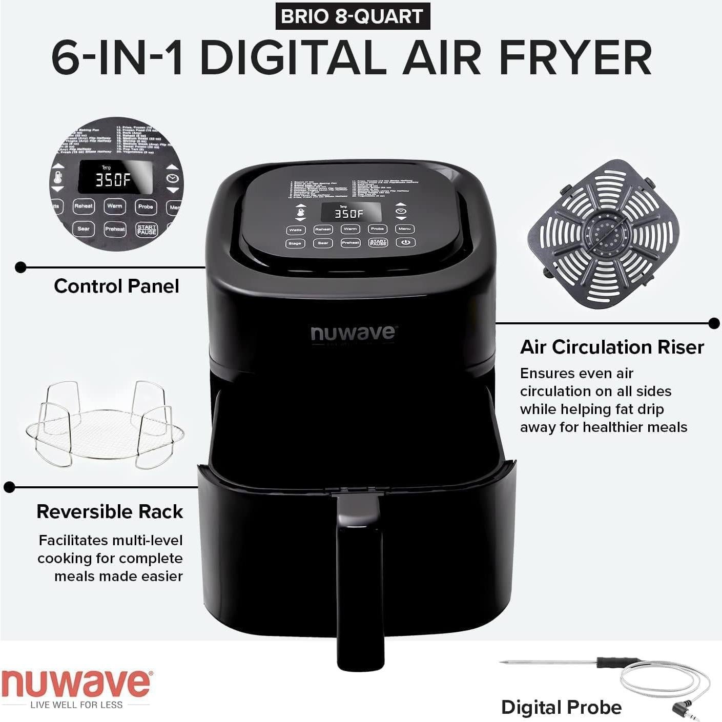 Freidora de Aire Nuwave 8 Qt 1800W con Termómetro Digital