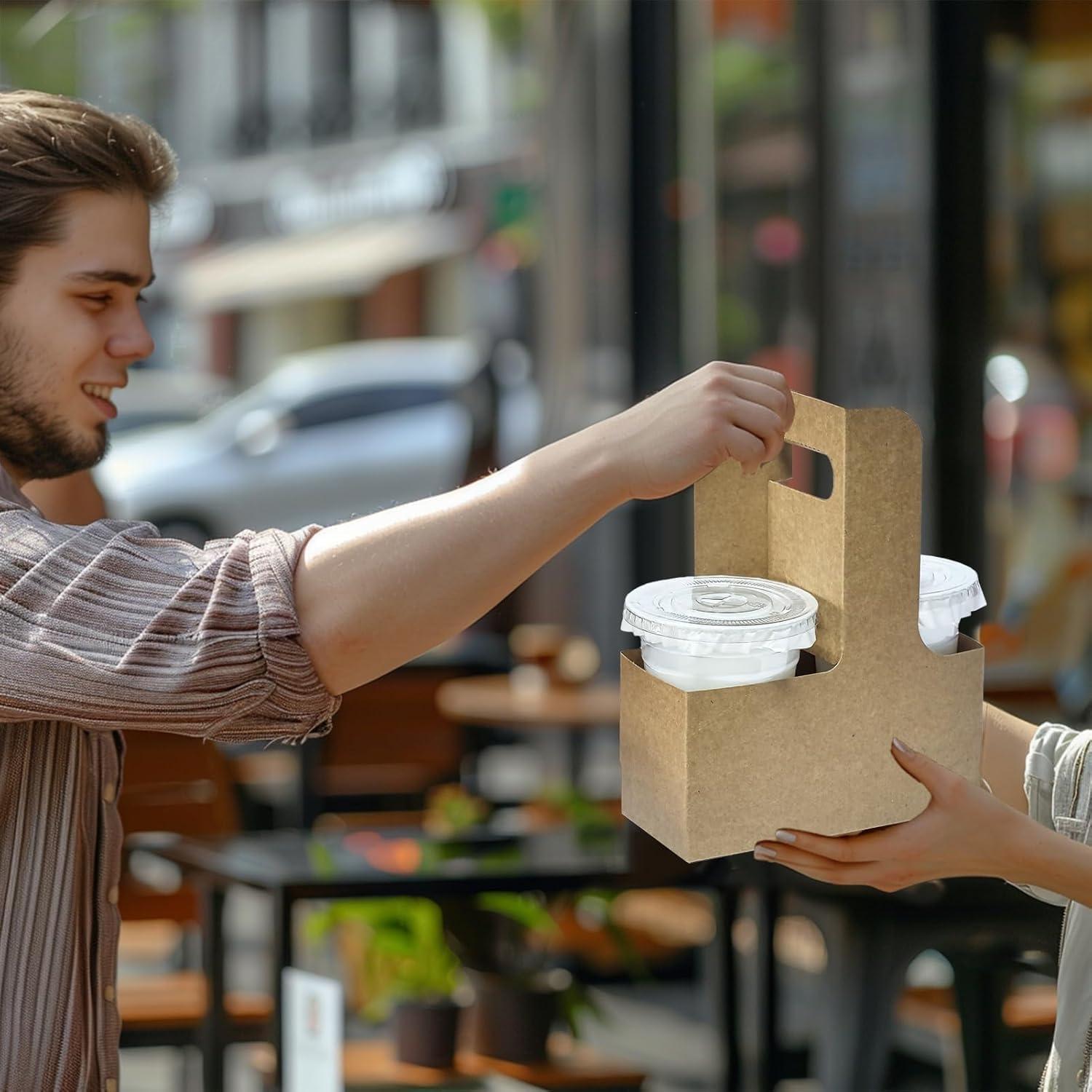 Portavasos desechables de 2 tazas TFXXSJWY - 10 unidades marrón