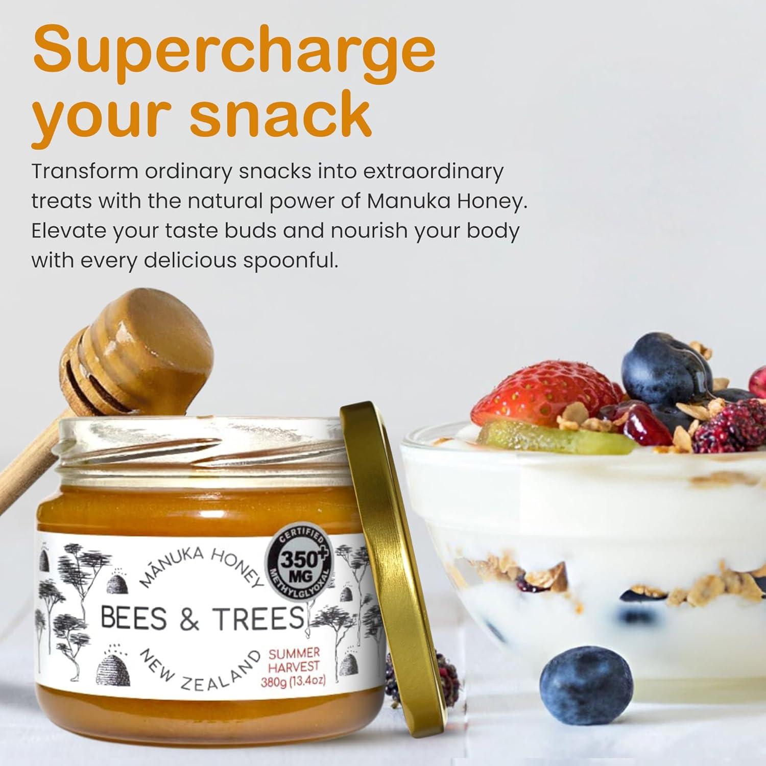 Miel de Manuka Bees & Trees 350+ MGO Cruda 380g - Sin Pasteurizar