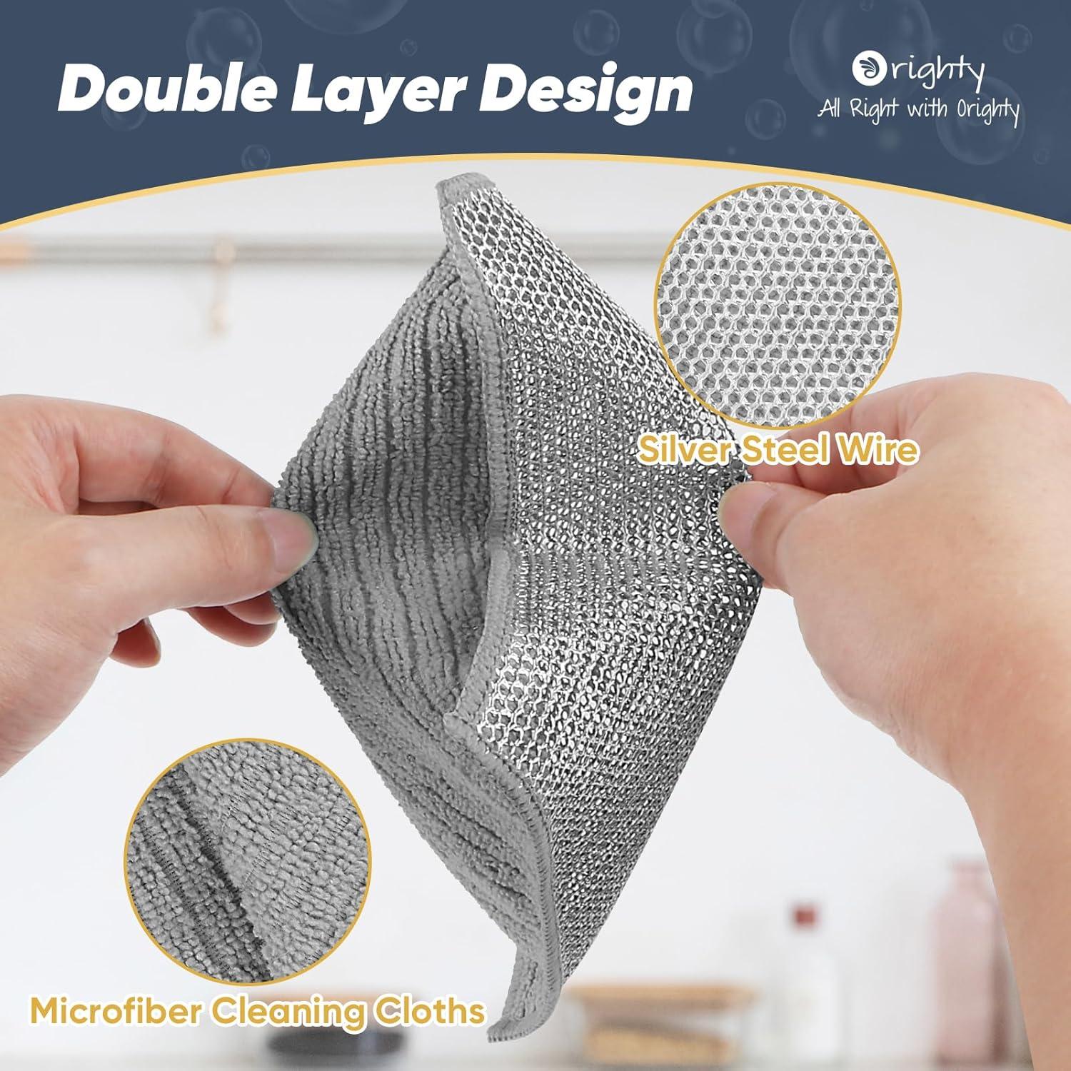 Paños de Cocina Orighty 12 Pcs Microfibra 20x18 cm Gris