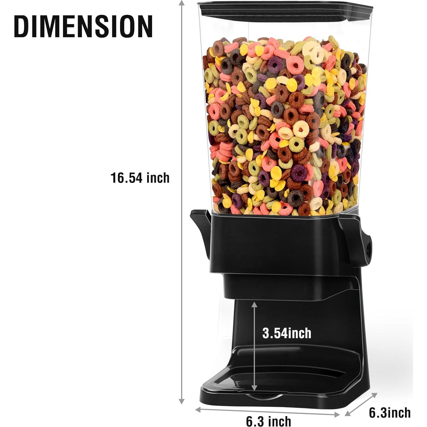 Dispensador de Cereal Hermético QNP 5.5L Negro para Alimentos