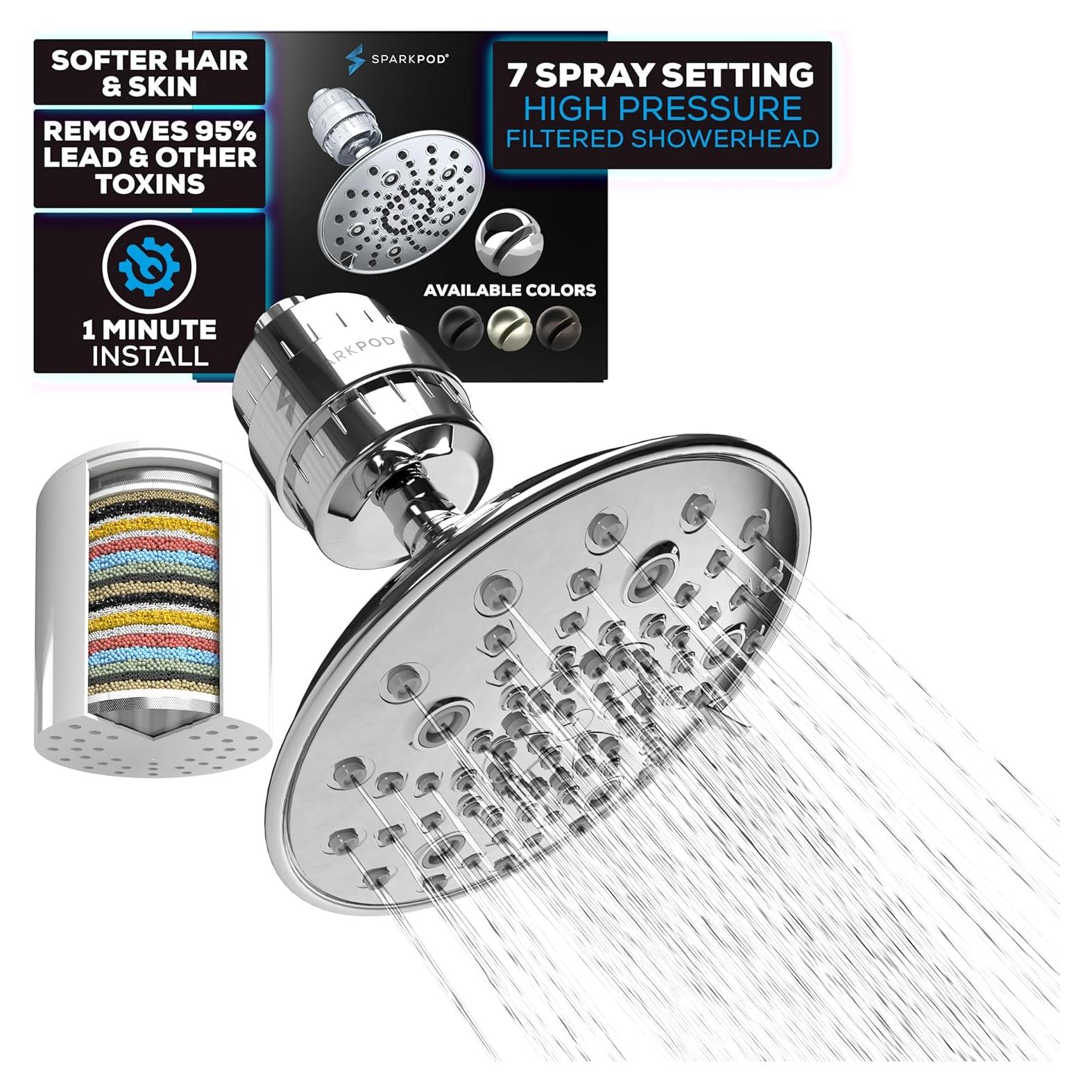 Cabezal de Ducha Filtrado SparkPod 20.32 cm Cromo 7 Funciones