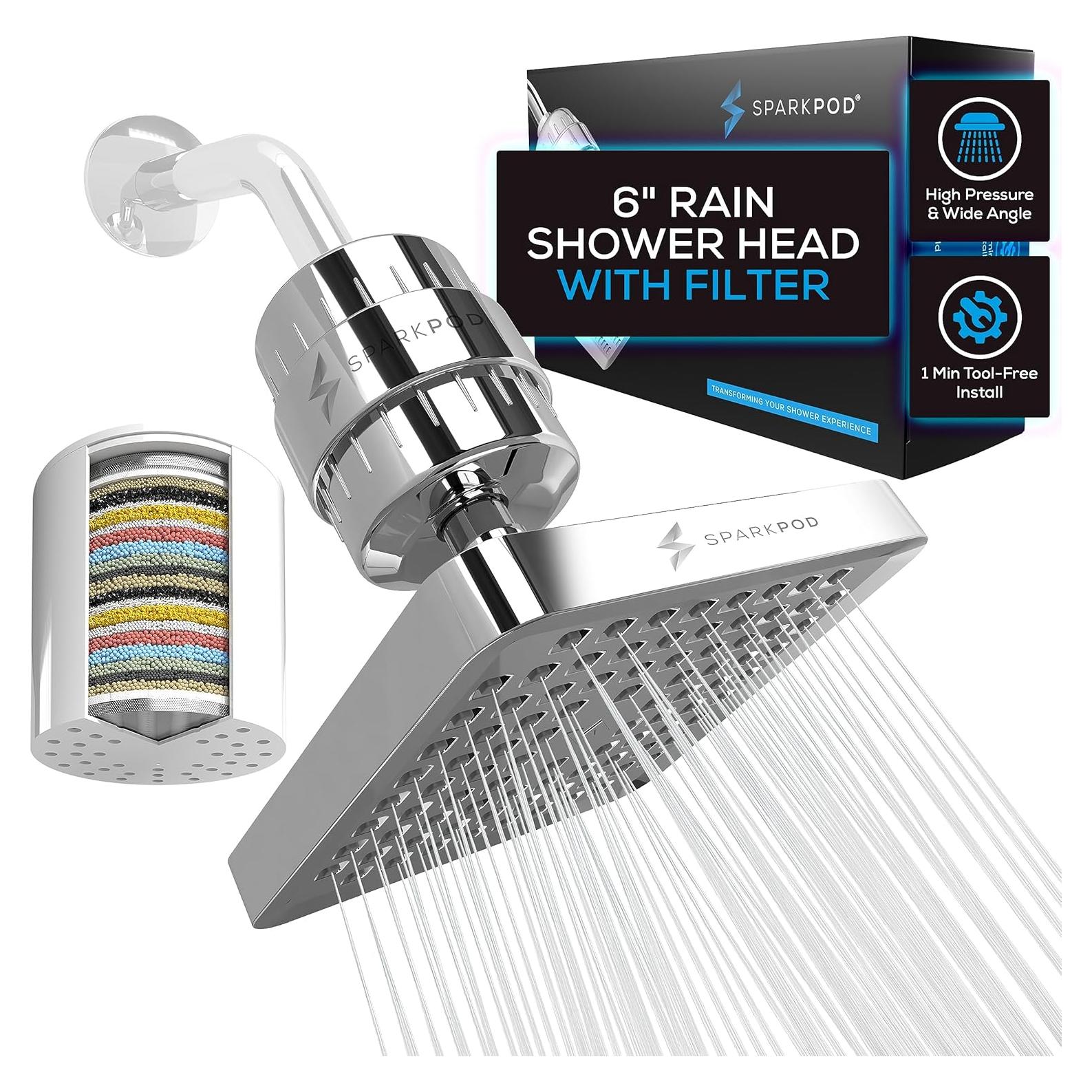 Cabezal de Ducha Filtrado SparkPod 15.24 cm Alta Presión Cromo