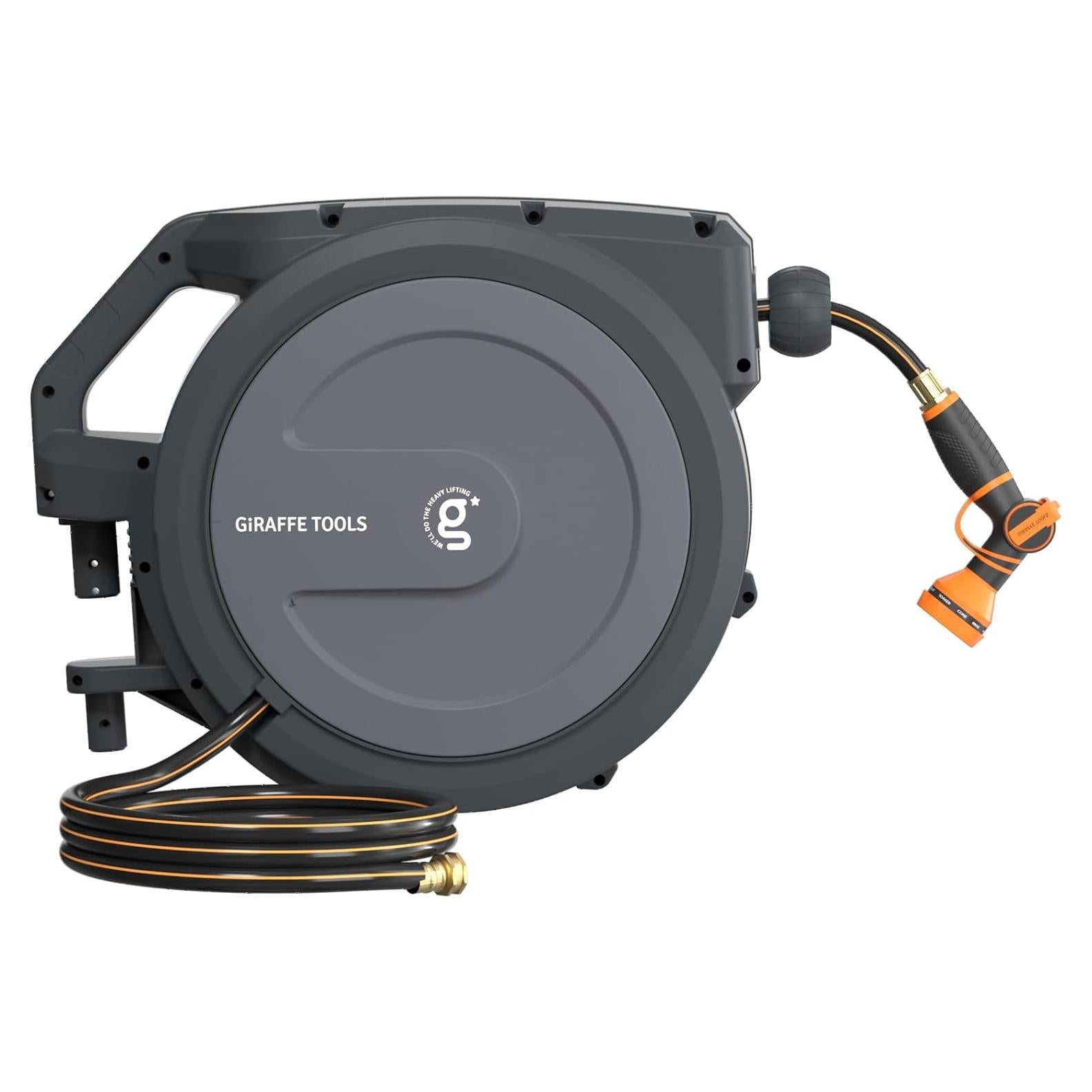 Carrete de Manguera Retráctil Giraffe Tools 23.77m Soporte Metal