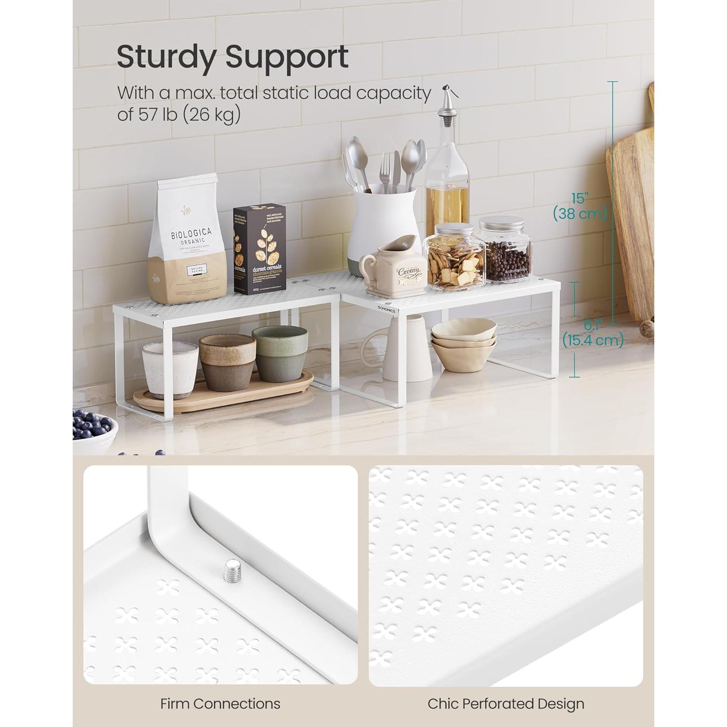 Estantes Organizadores de Metal SONGMICS, Juego de 2, Blanco