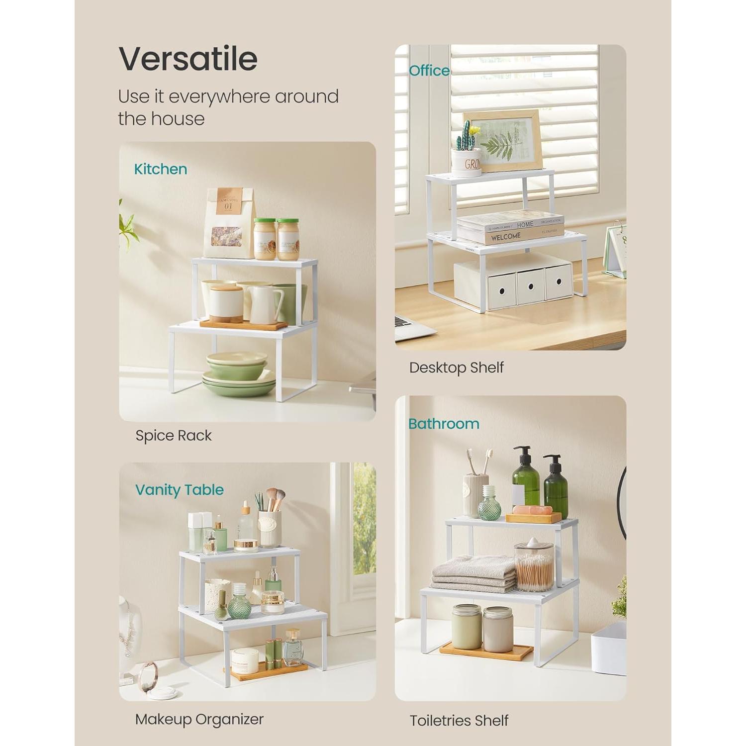 Estantes Organizadores de Metal SONGMICS, Juego de 2, Blanco