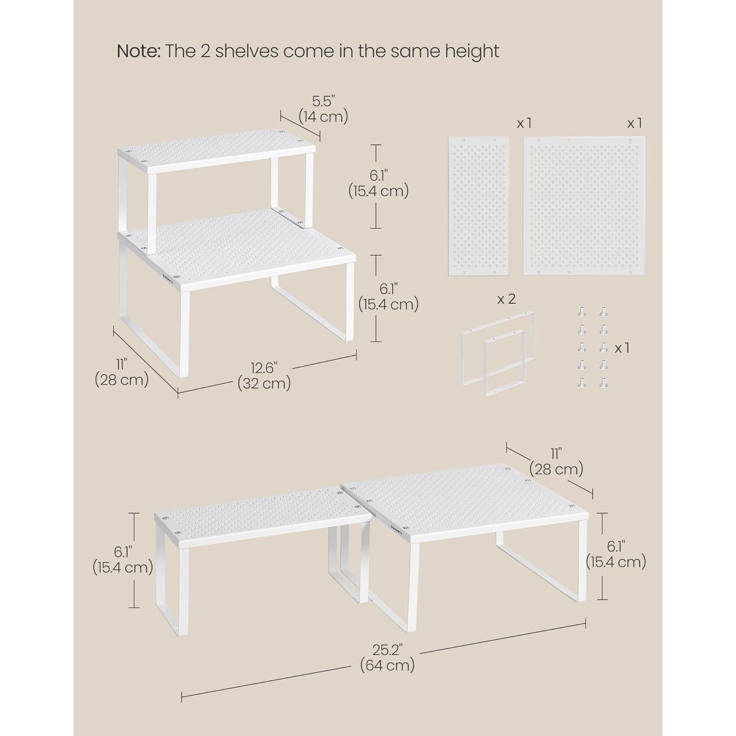 Estantes Organizadores de Metal SONGMICS, Juego de 2, Blanco