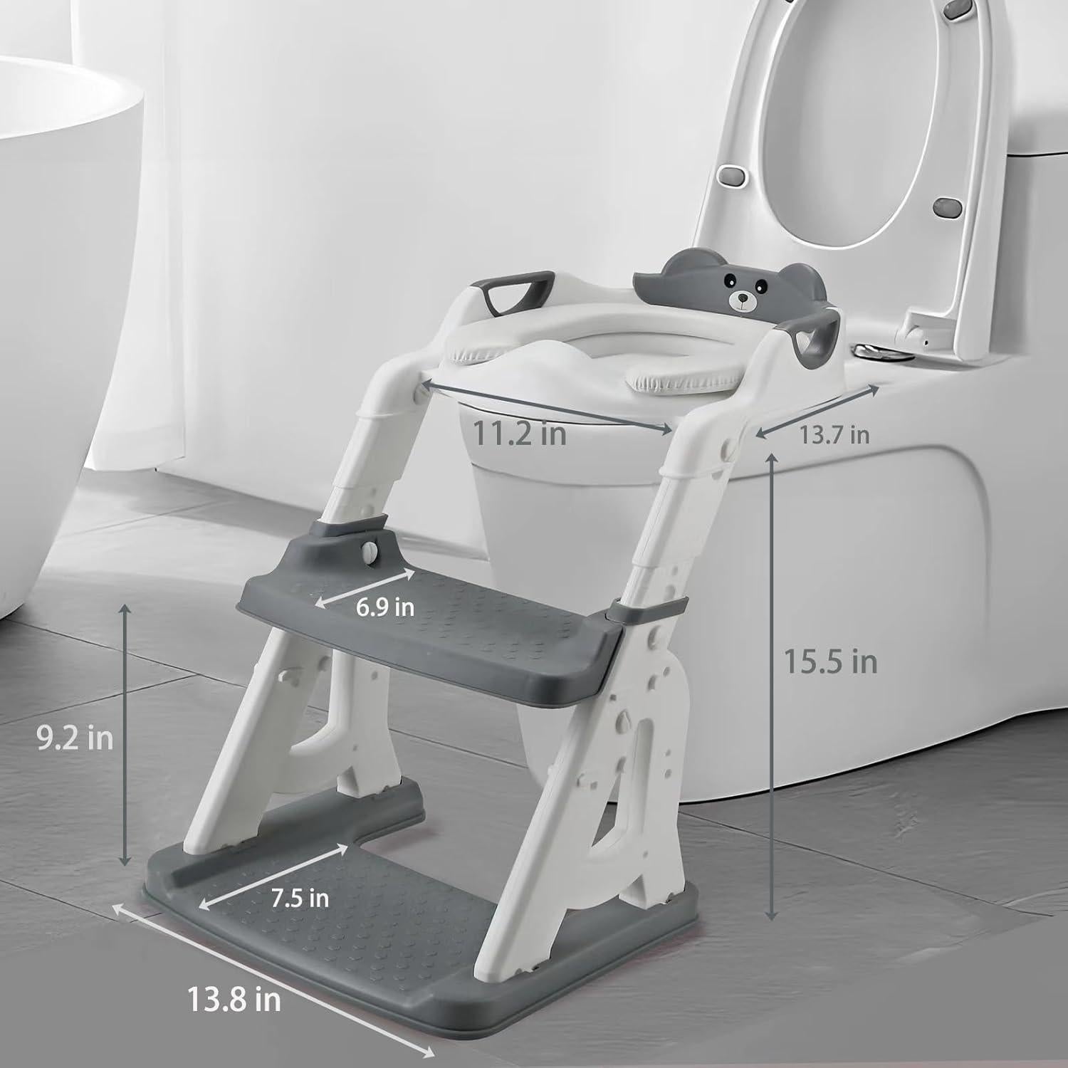 Asiento de Entrenamiento para Baño PandaEar Gris con Escalera