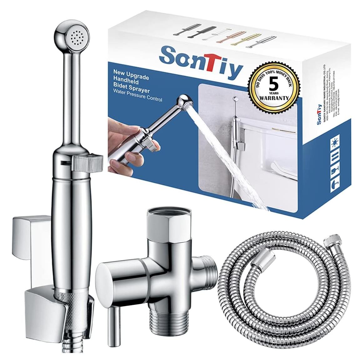 Rociador de Bidet de Mano SonTiy Cromo 18.3 cm Ajustable
