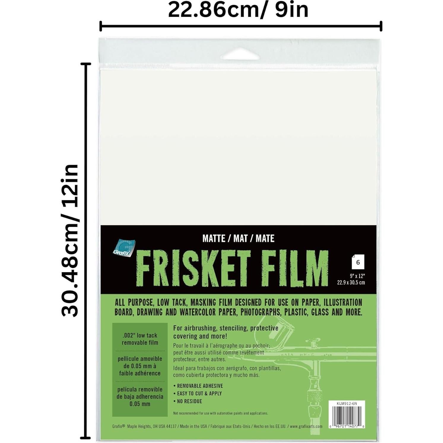 Película Frisket Mate Grafix 22.86cm x 30.48cm Paquete de 6