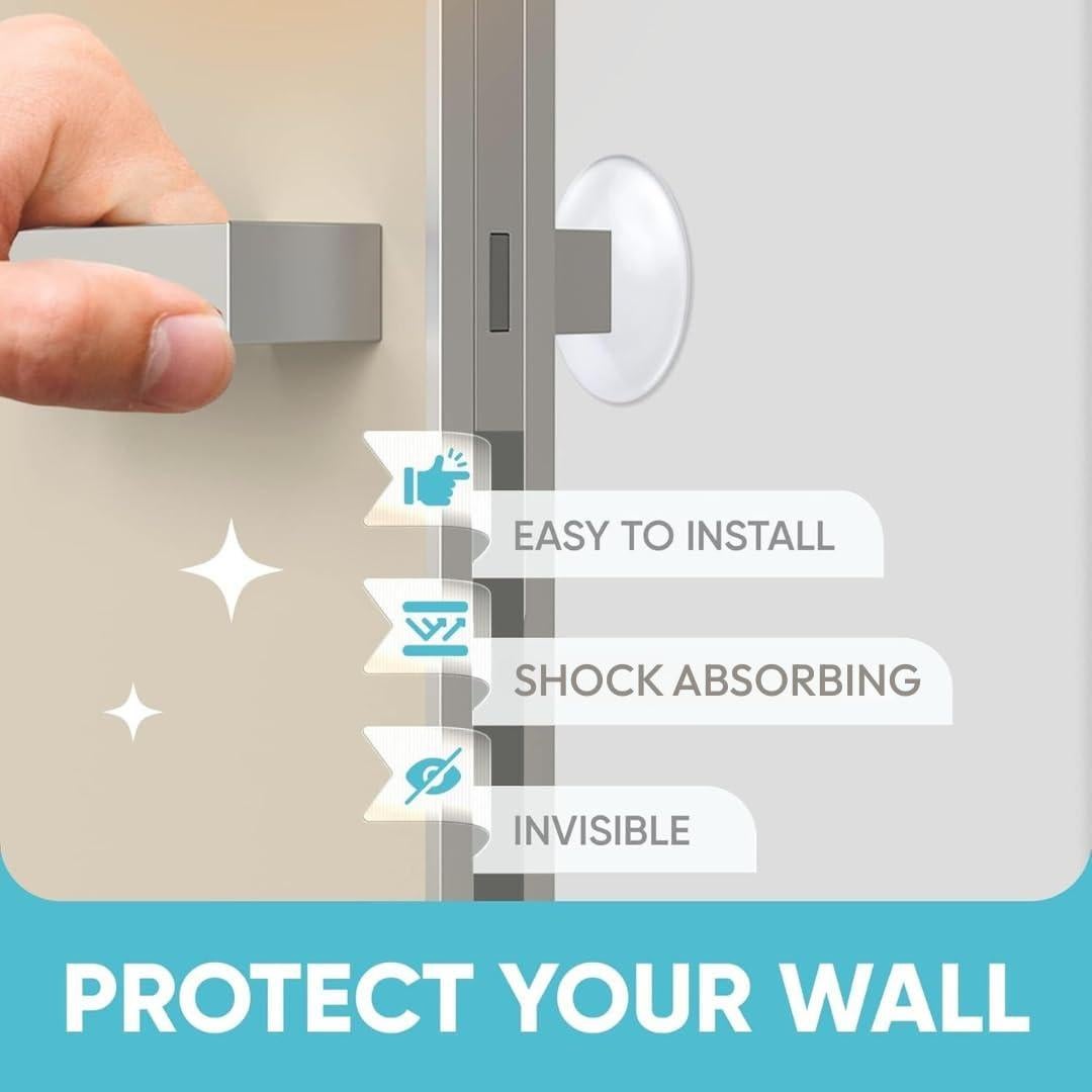 Tope de Pared y Puerta MÁS FUERTE 4 Piezas Transparente