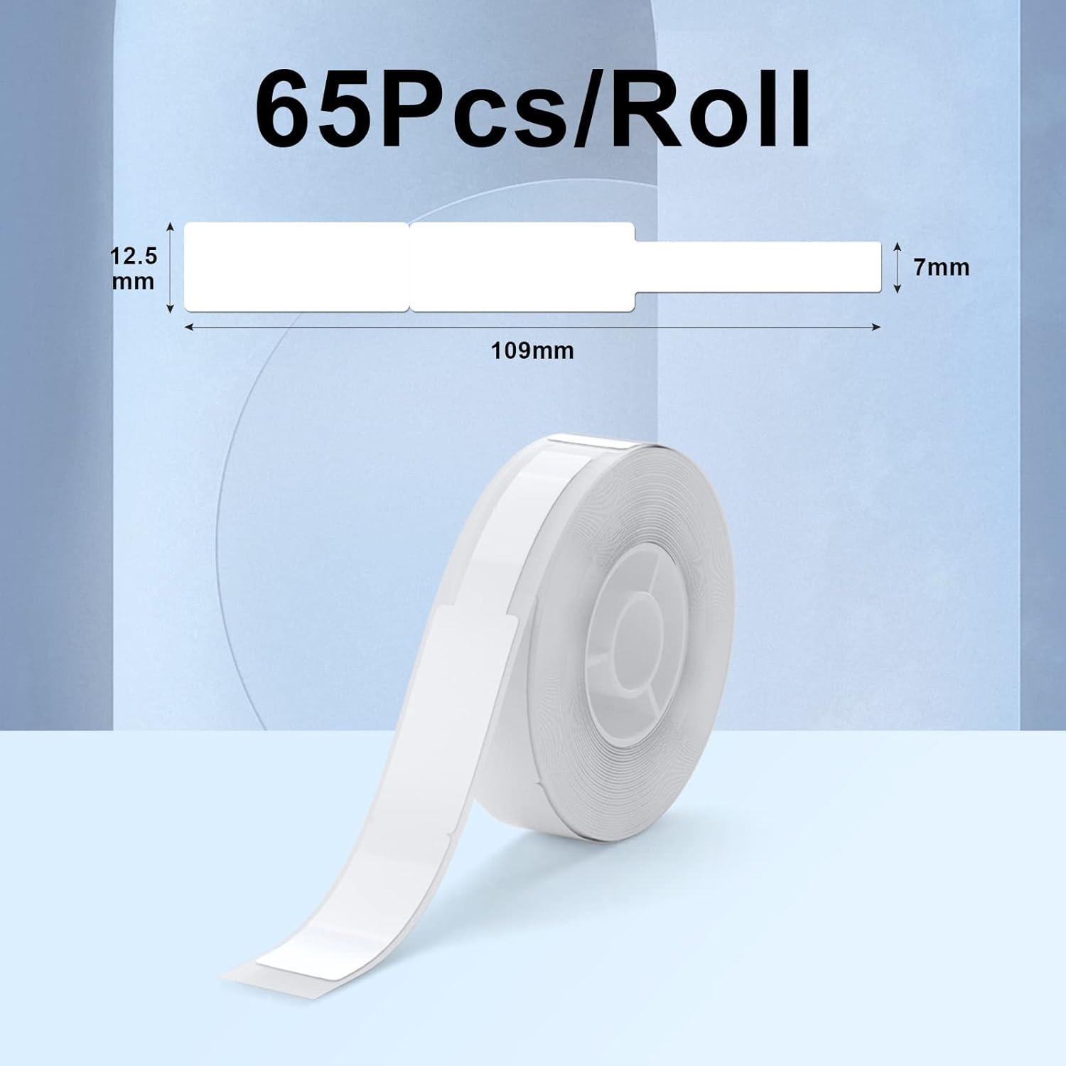 NIIMBOT Thermal Label Maker Paper 0.5" 4.3" Stickers Waterproof Tear-Resistant Replacement for D11/D110 Label Printer Office&Home Cable 65 Labels/Roll (White)