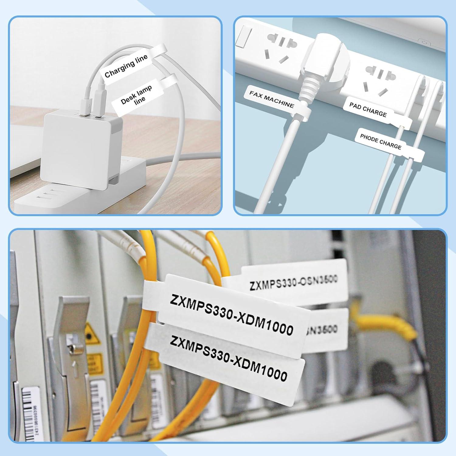 NIIMBOT Thermal Label Maker Paper 0.5" 4.3" Stickers Waterproof Tear-Resistant Replacement for D11/D110 Label Printer Office&Home Cable 65 Labels/Roll (White)